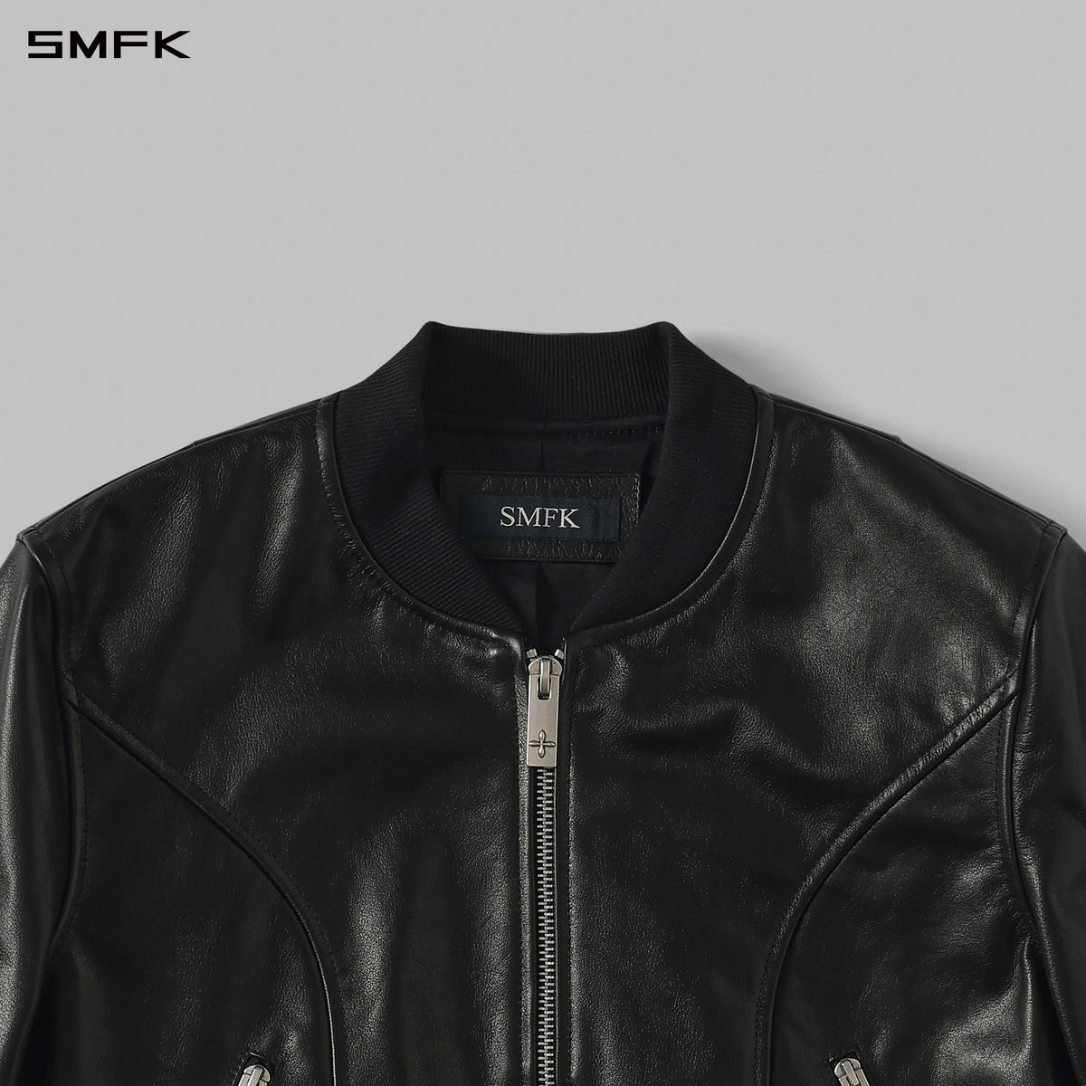 PERMANENT PRISM SLIM LEATHER VARSITY JACKET/SOFT WAX CALF LEATHER/U MIDNIGHT BLACK