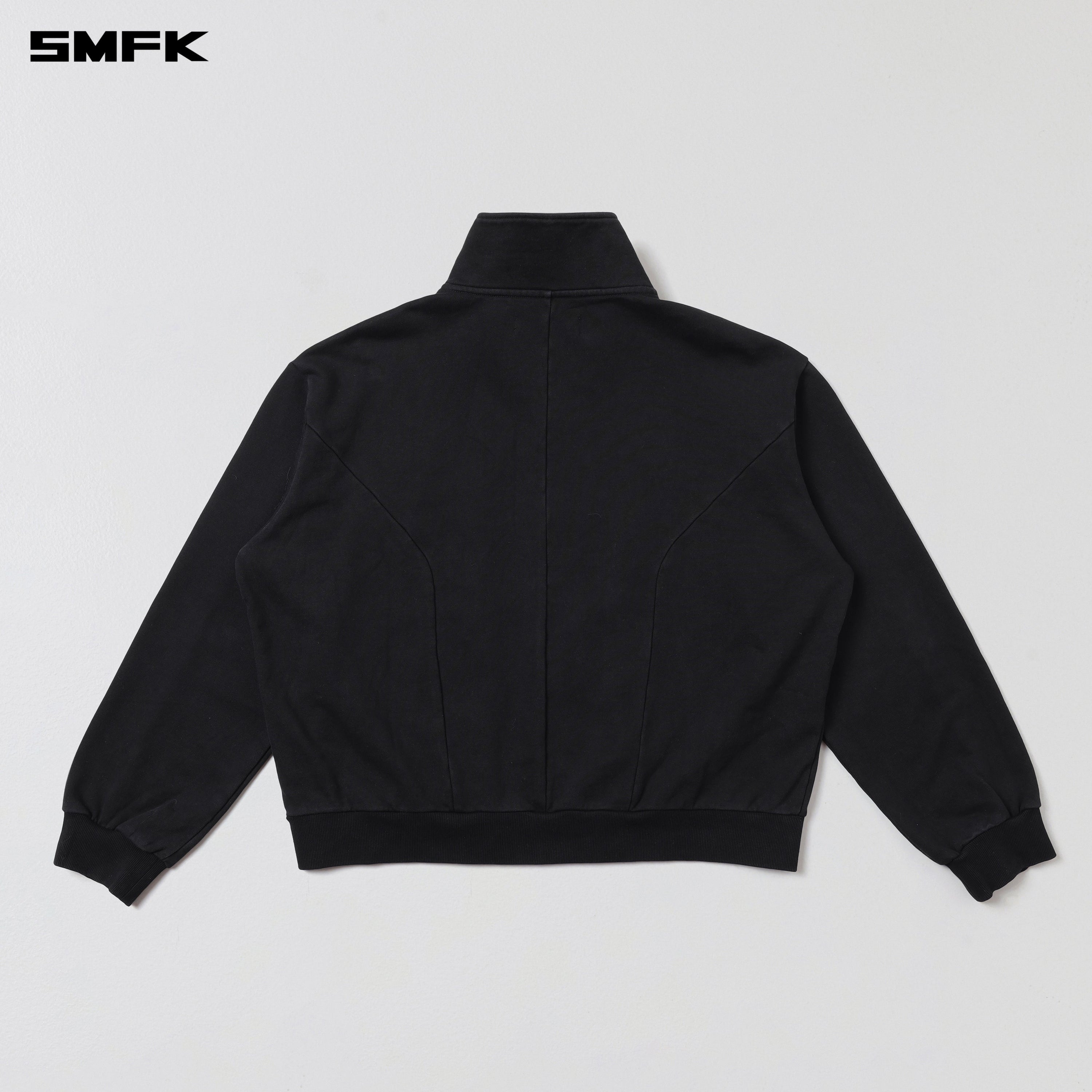 VINTAGE MUSE LOOSE ZIPPER SPORTS JACKET/COTTON WILD BLACK