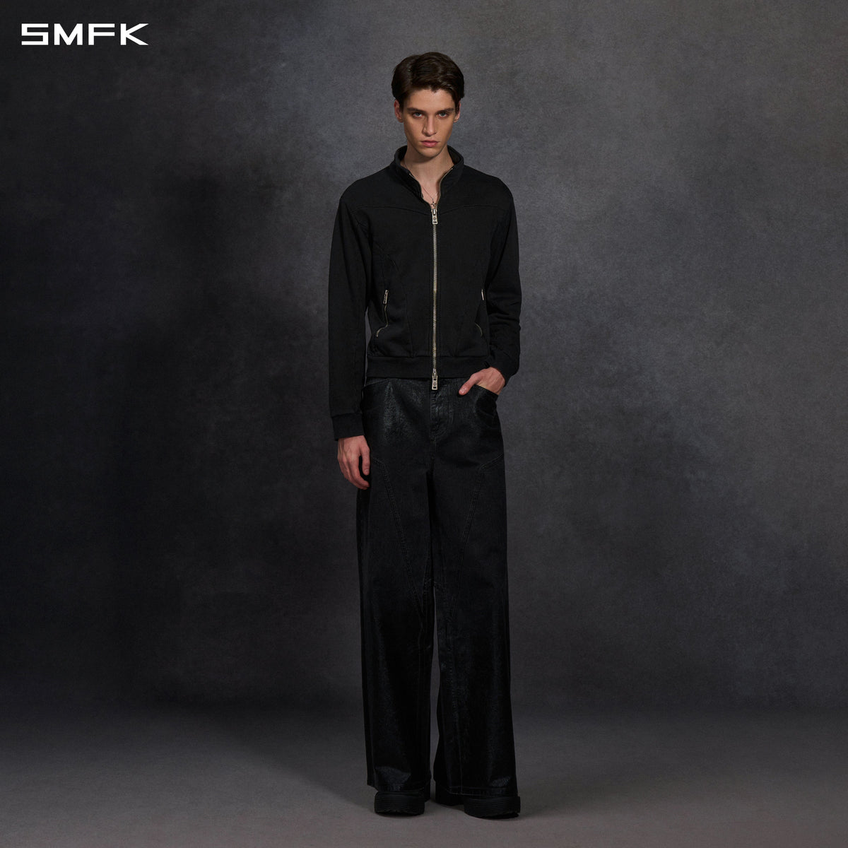 MYTH AEOLUS EVOLVE SLIM COLLAR JACKET /COLD DYE/U COLD DYE BLACK