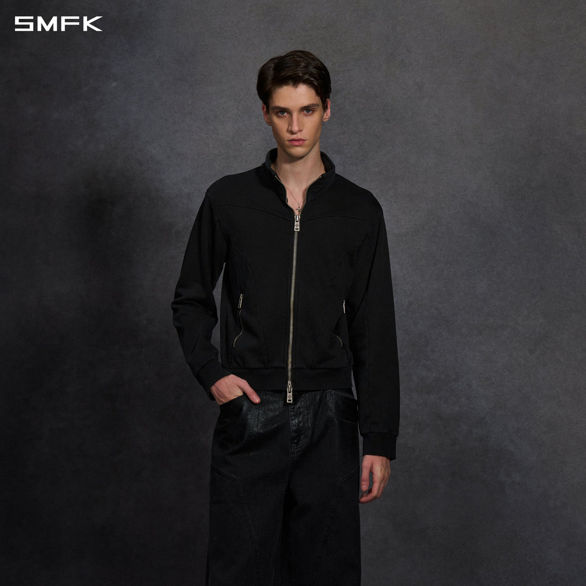 MYTH AEOLUS EVOLVE SLIM COLLAR JACKET /COLD DYE/U COLD DYE BLACK