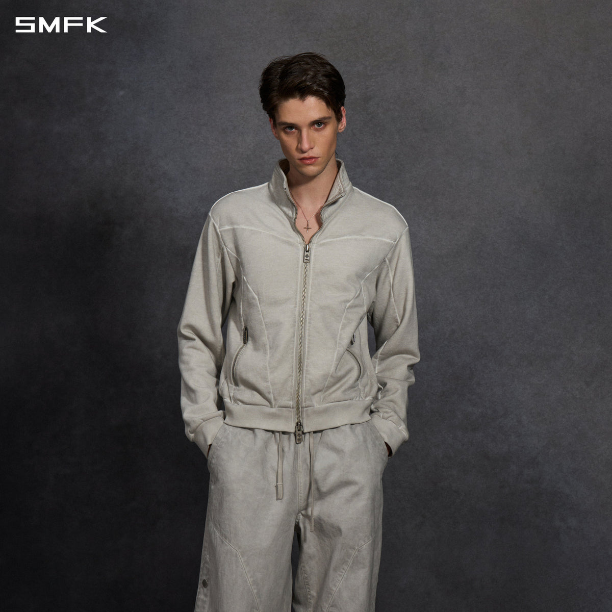 MYTH AEOLUS EVOLVE SLIM COLLAR JACKET /COLD DYE/U CLOUD GREY