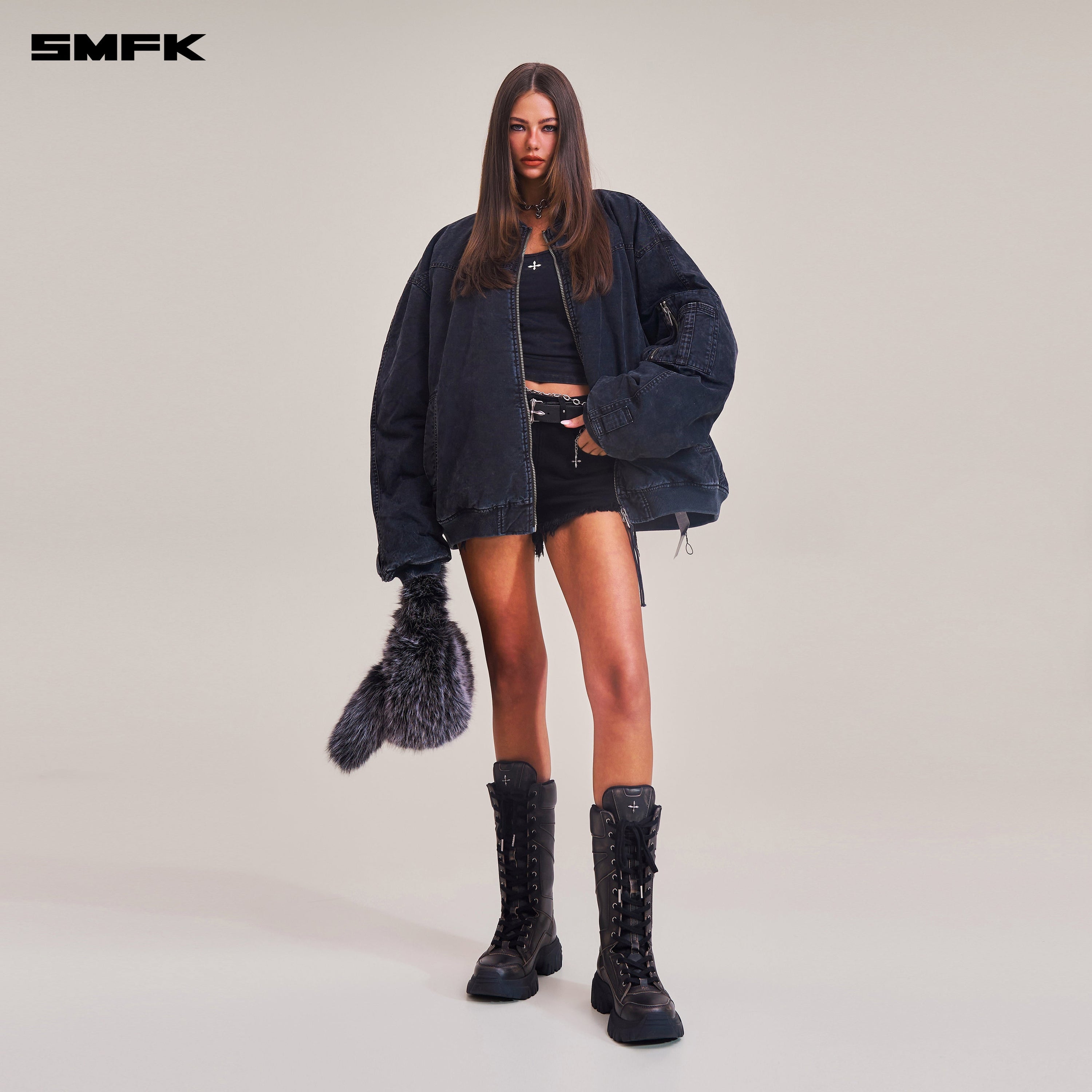 VINTAGE VANISH STORM DYE MASSIVE PILOT JACKET/STONE WASH VANISH BLACK