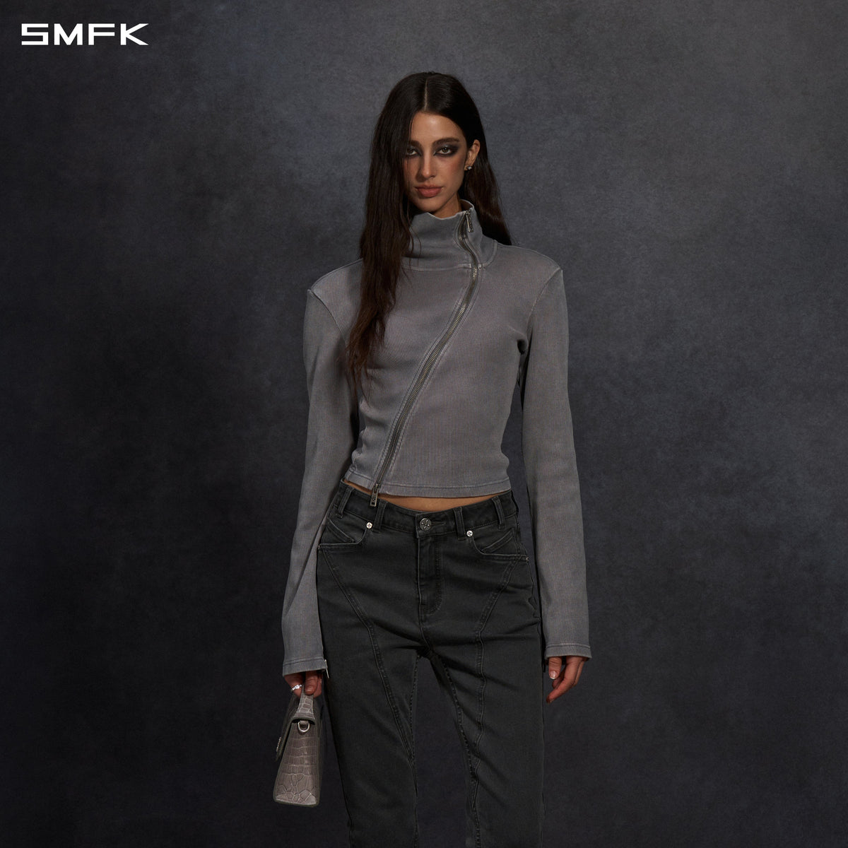 MYTH AEOLUS MUTATION COLLAR JACKET /COLD DYE/W COLD DYE GREY