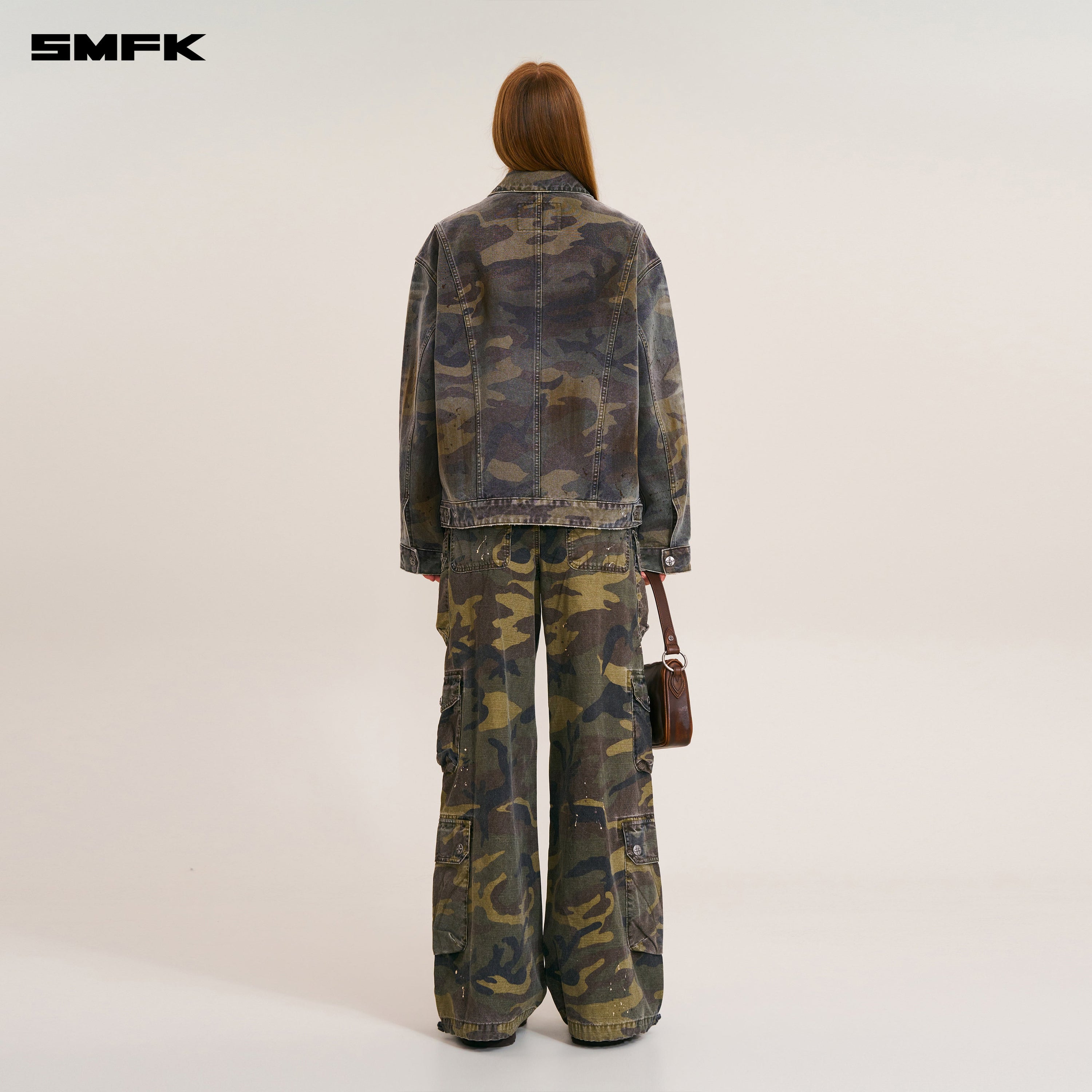 RAGE-WILD ORIGIN CAMO LOOSE CARGO JACKET ARMY GREEN CAMOUFLAGE