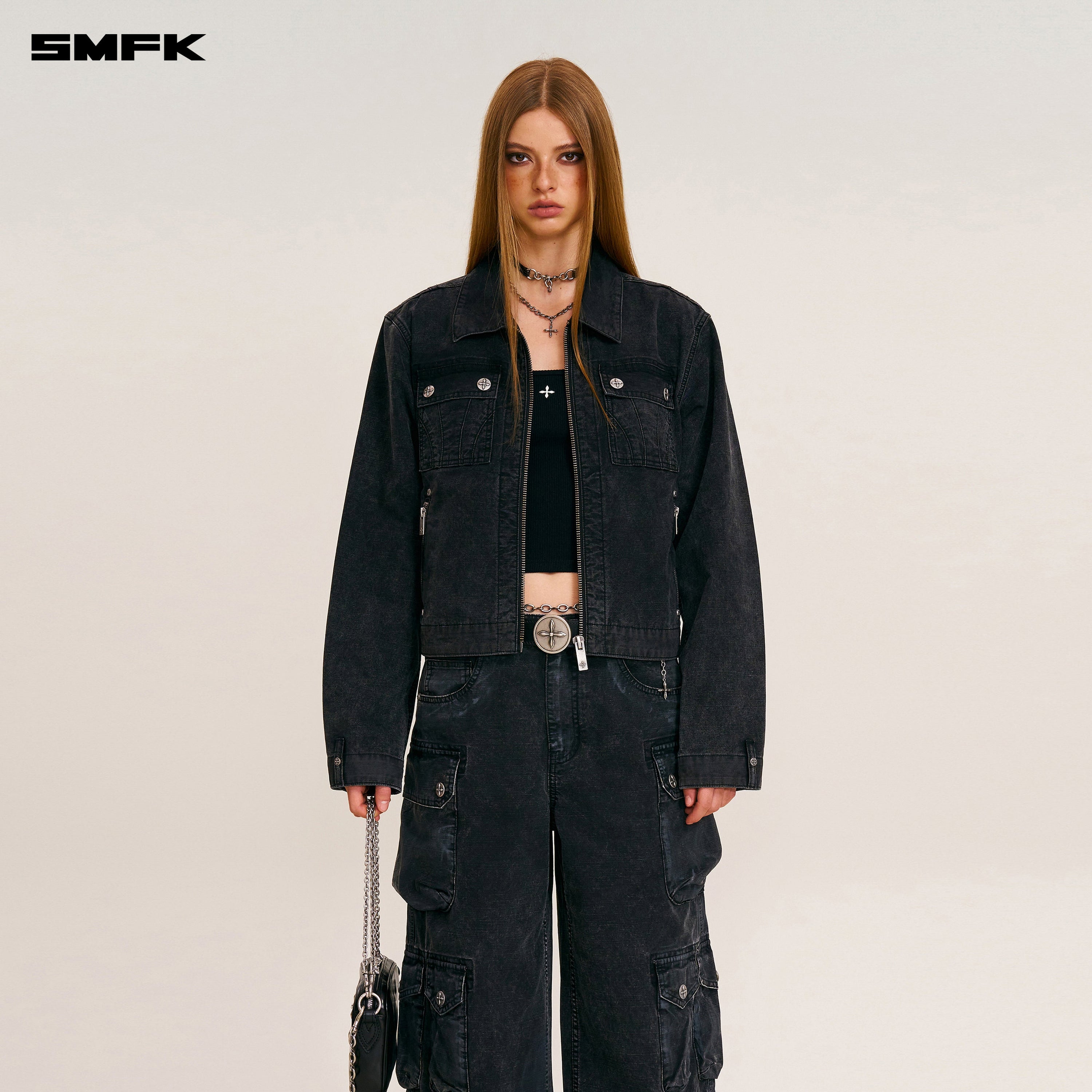 RAGE-WILD ORIGIN HANDCRAFT ENGINEER JACKET/GARMENT DYED WILD BLACK