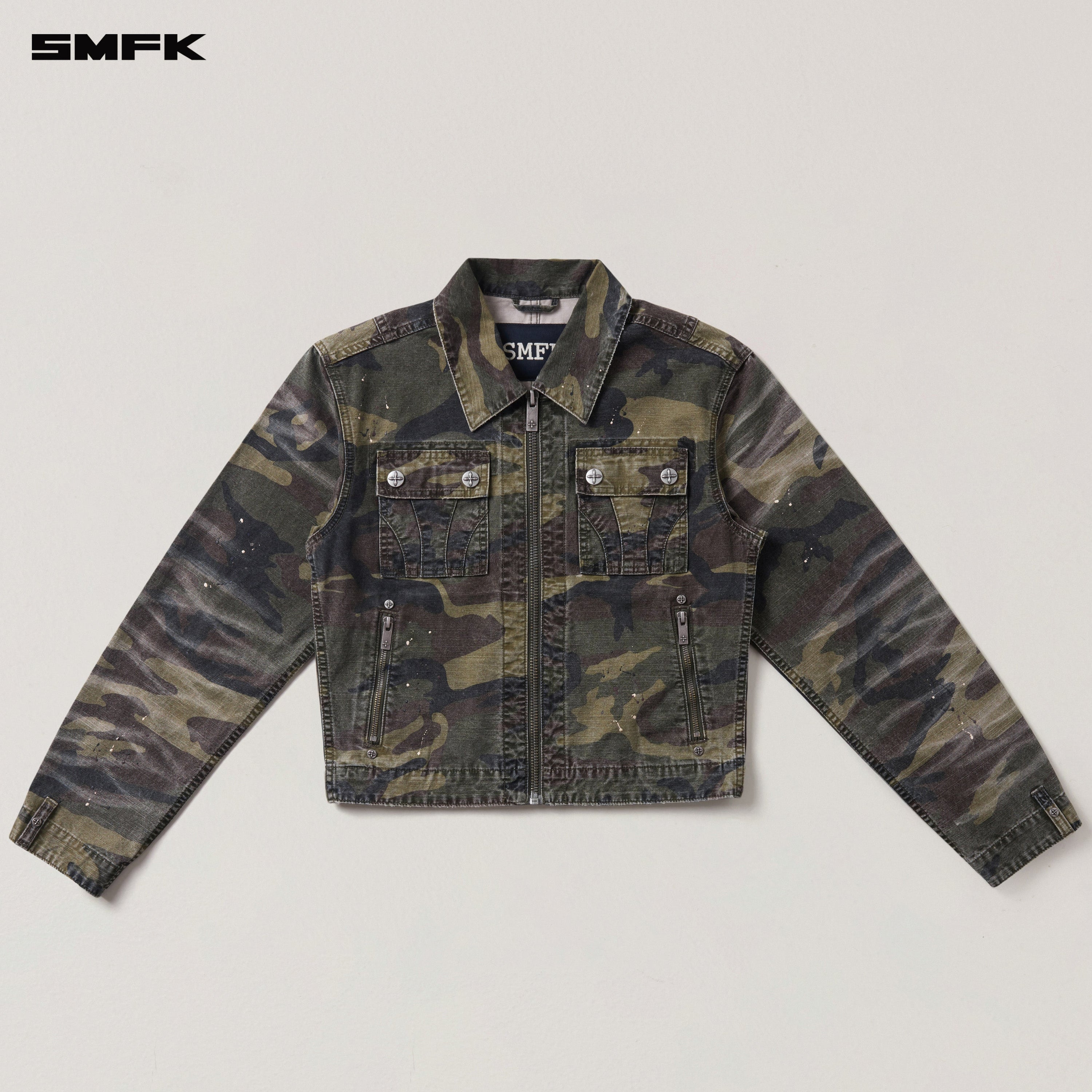 RAGE-WILD ORIGIN HANDCRAFT ENGINEER JACKET/GARMENT DYED ARMY GREEN CAMOUFLAGE