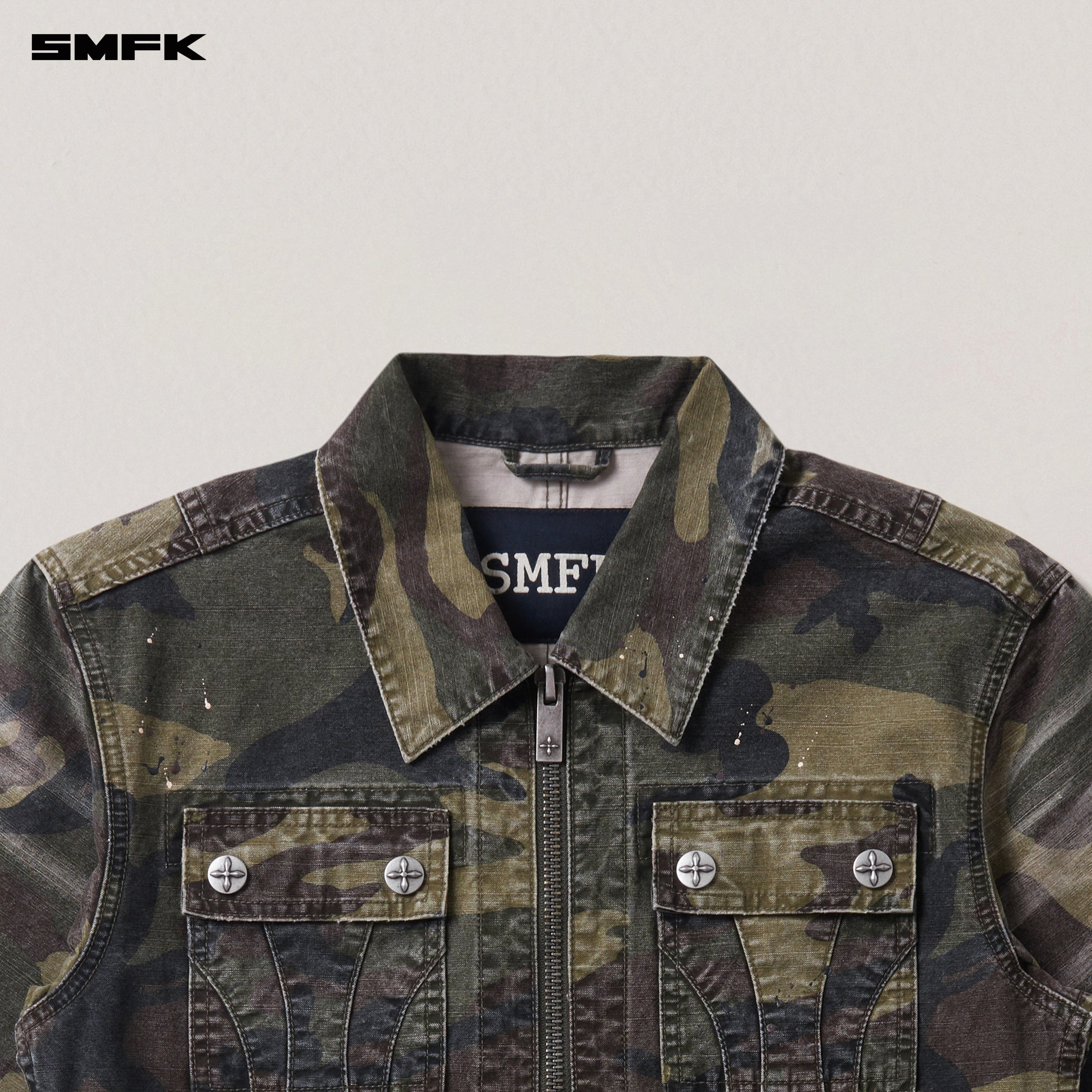 RAGE-WILD ORIGIN HANDCRAFT ENGINEER JACKET/GARMENT DYED ARMY GREEN CAMOUFLAGE