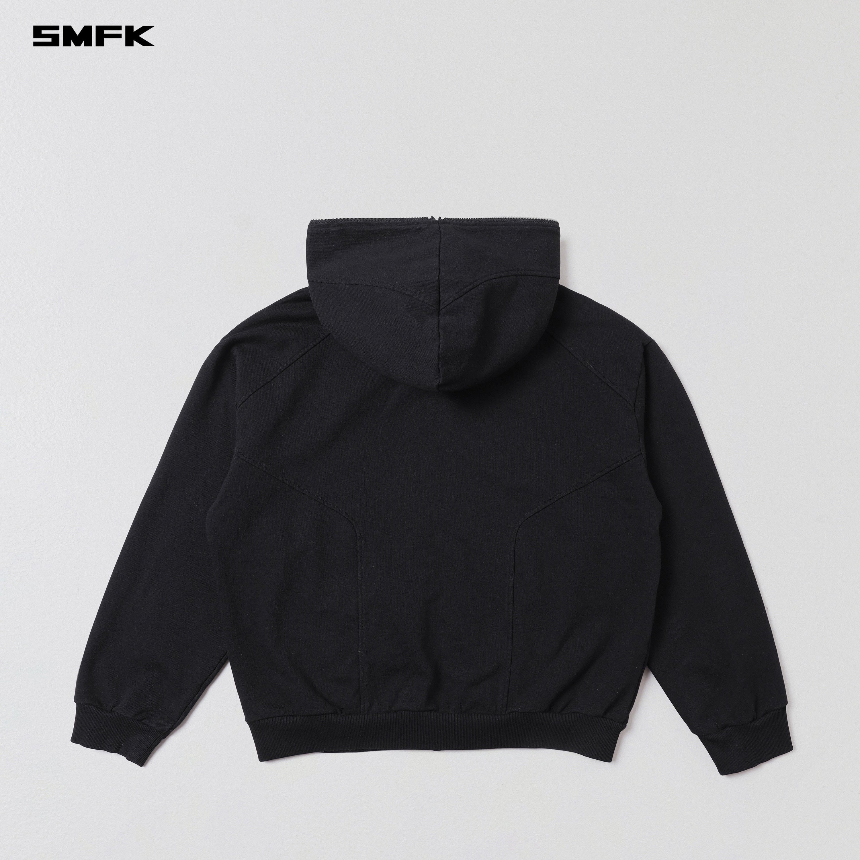 PERMANENT MUSE LOOSE ZIP HOODIE/COTTON WOOL WILD BLACK