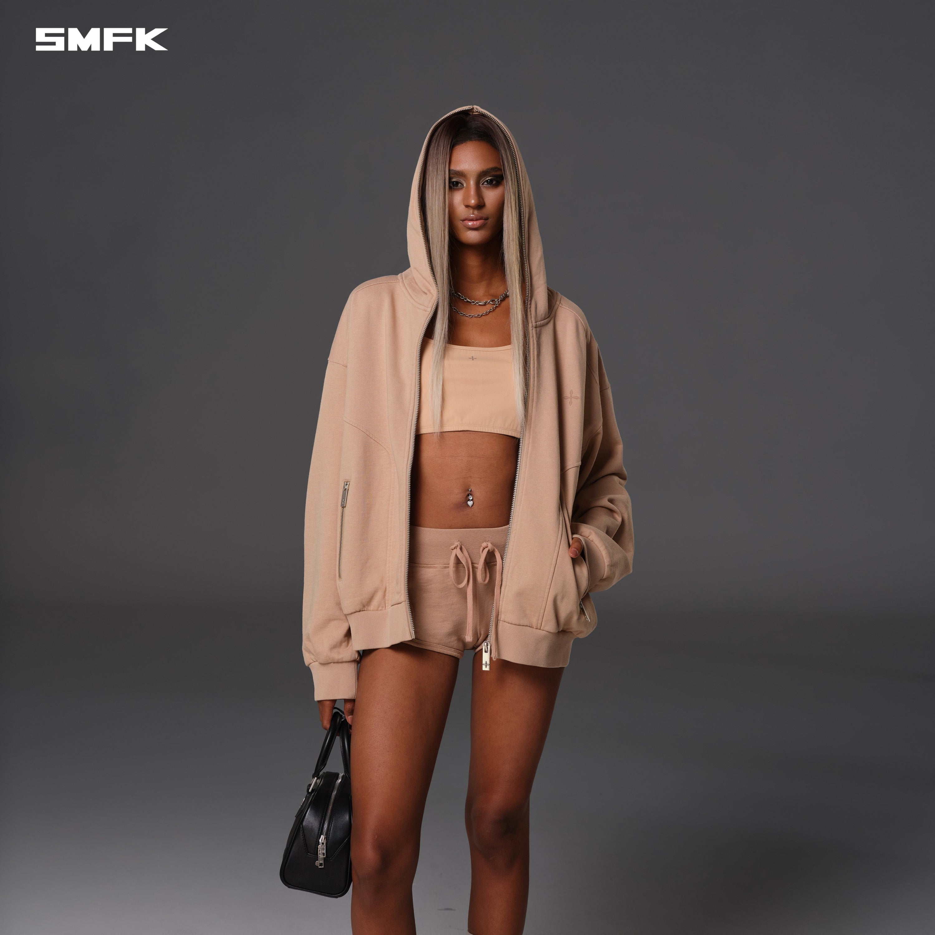PERMANENT MUSE LOOSE ZIP HOODIE/COTTON WOOL FRESH SKIN