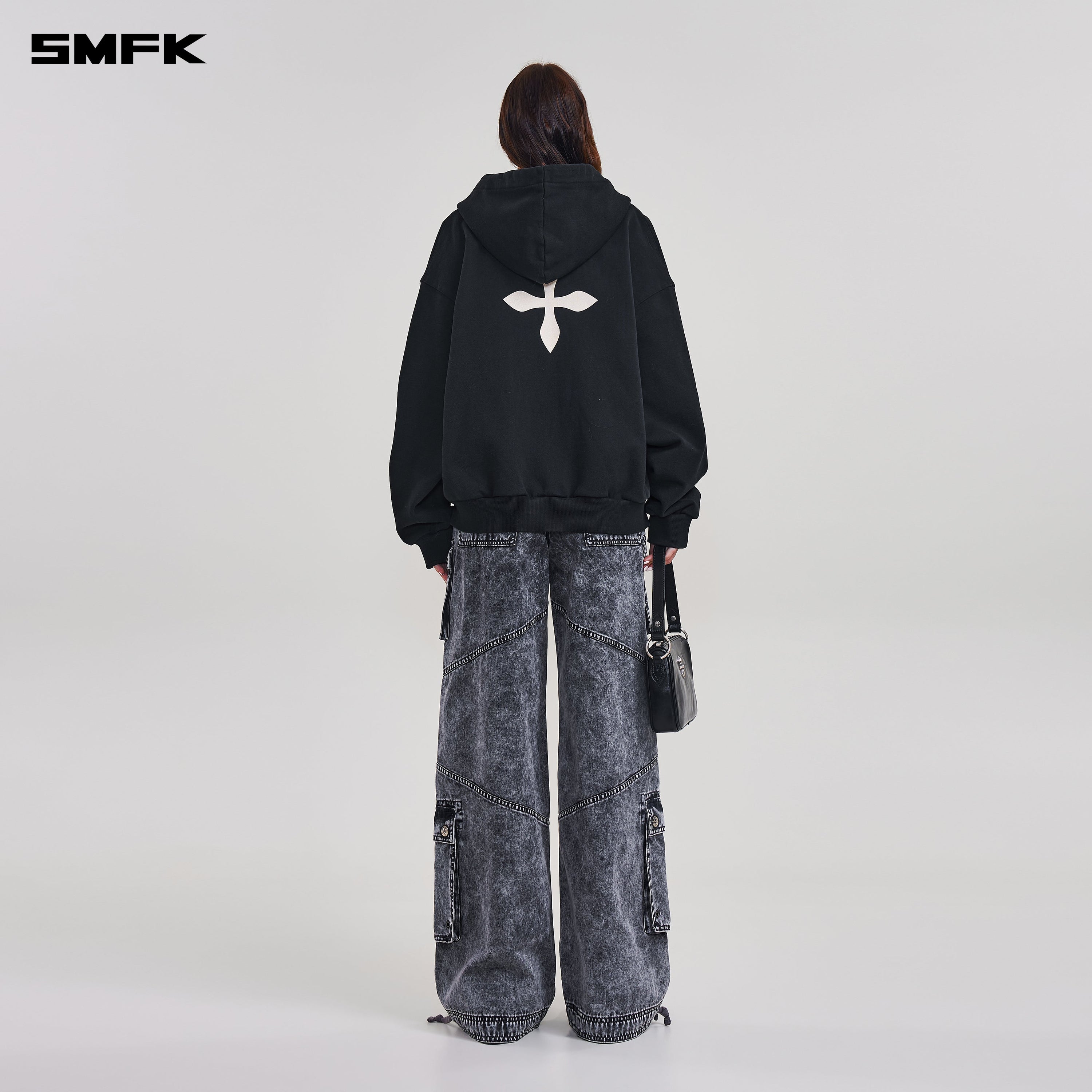 COMPASS MODE LOOSE ZIP HOODIE WILD BLACK