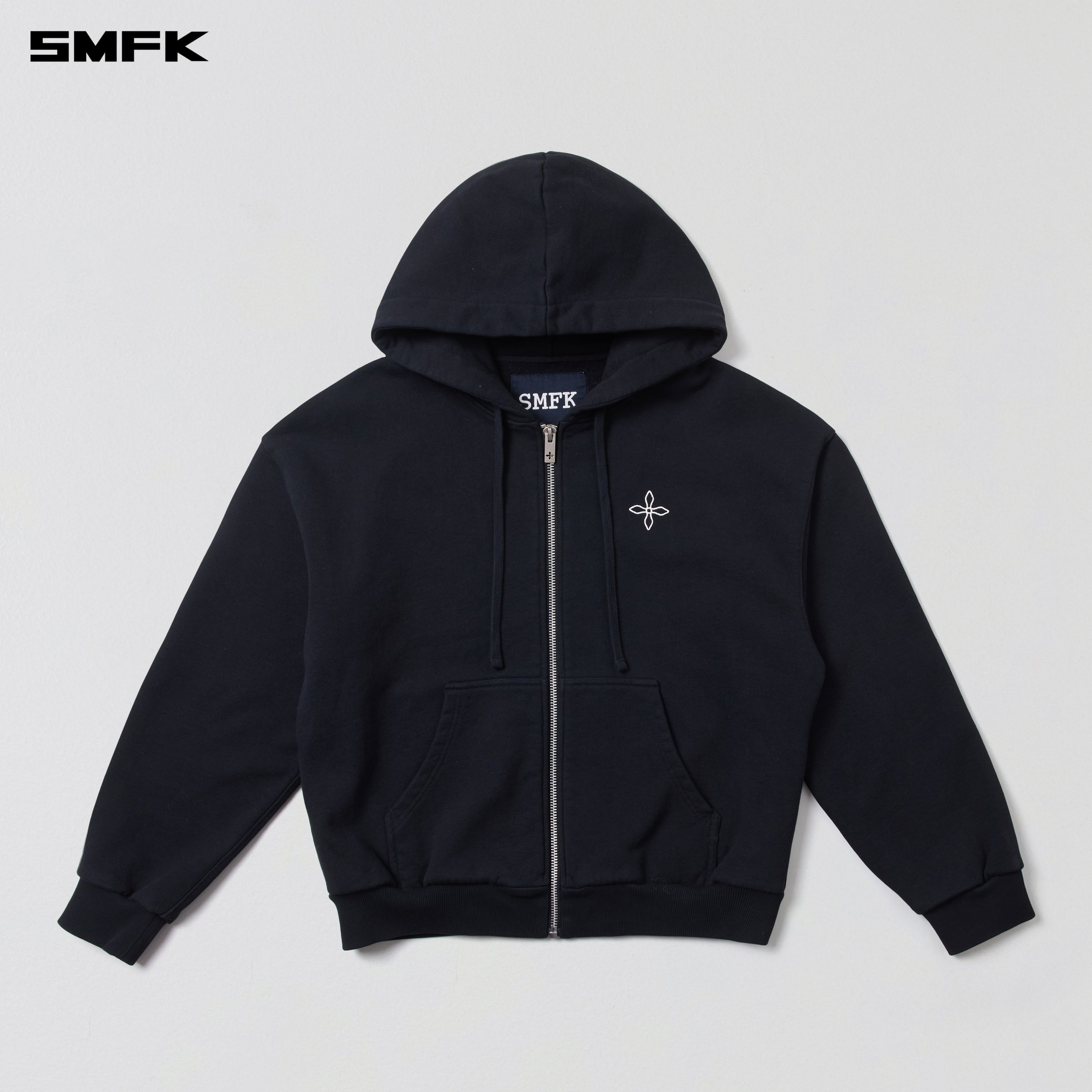 COMPASS MODE LOOSE ZIP HOODIE WILD BLACK