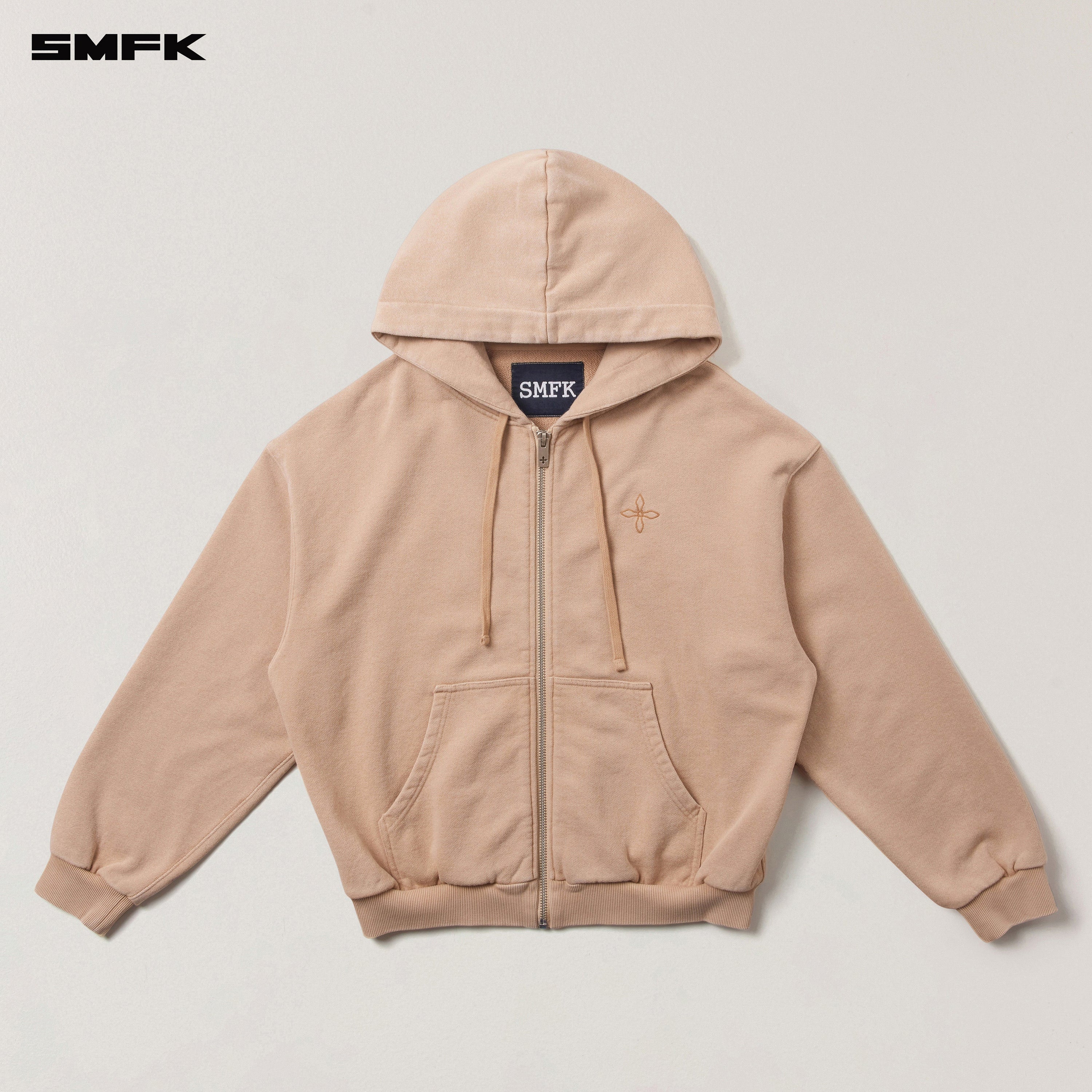 COMPASS MODE LOOSE ZIP HOODIE SAND