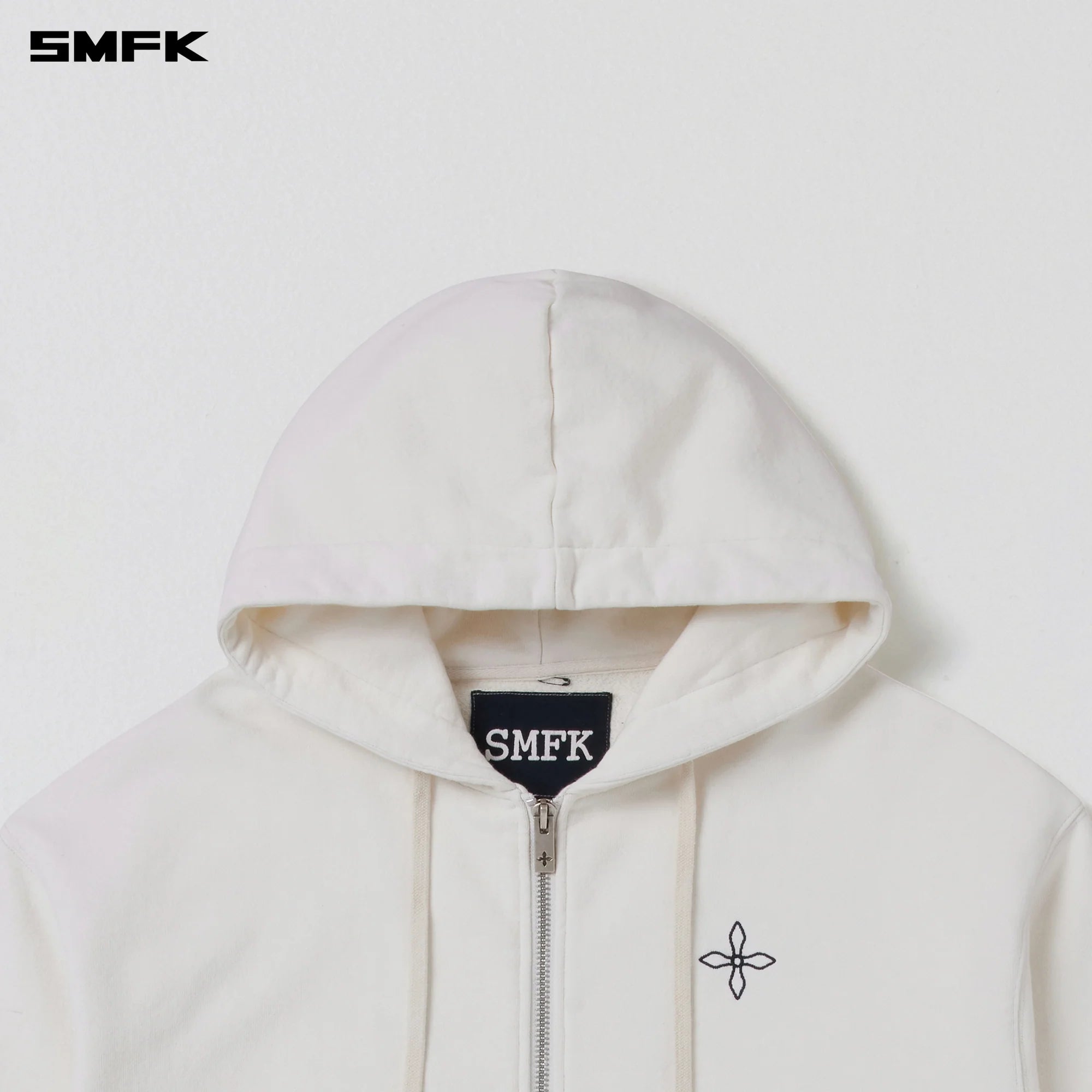 COMPASS MODE LOOSE ZIP HOODIE SNOW MOUNTAIN WHITE