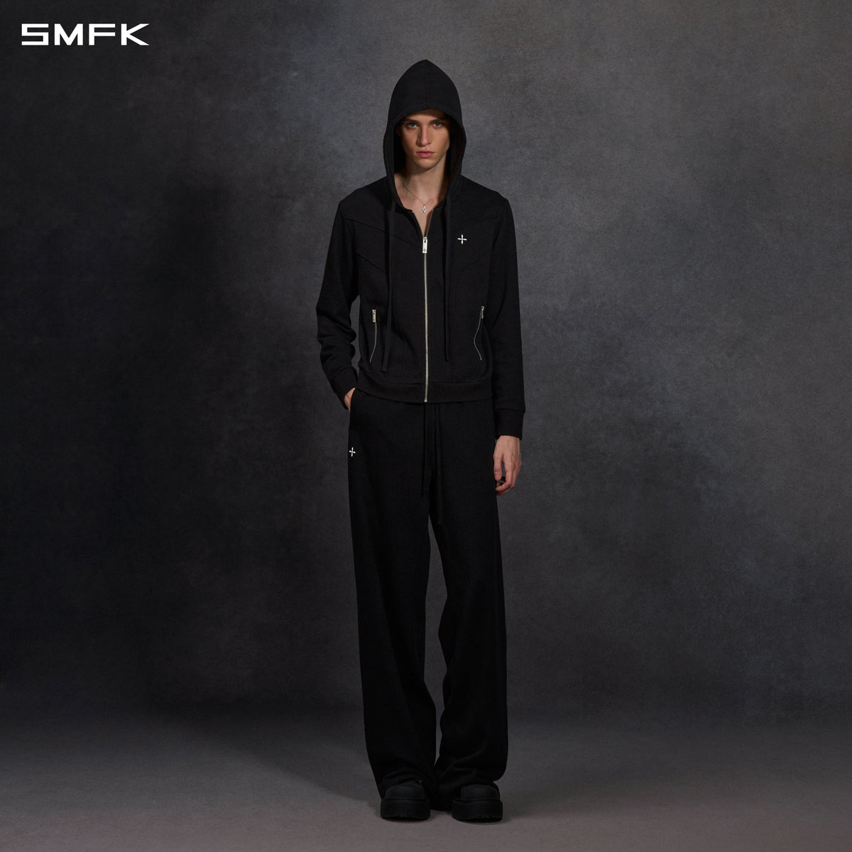 PERMANENT MODE LOOSE SPORTS HOODIE/COTTON/U WILD BLACK