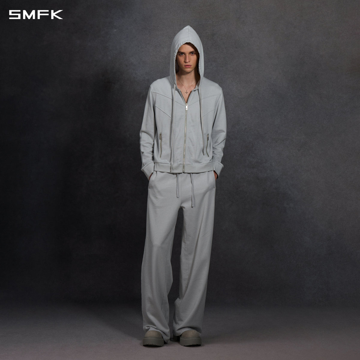 PERMANENT MODE LOOSE SPORTS HOODIE/COTTON/U GLACIER GREY