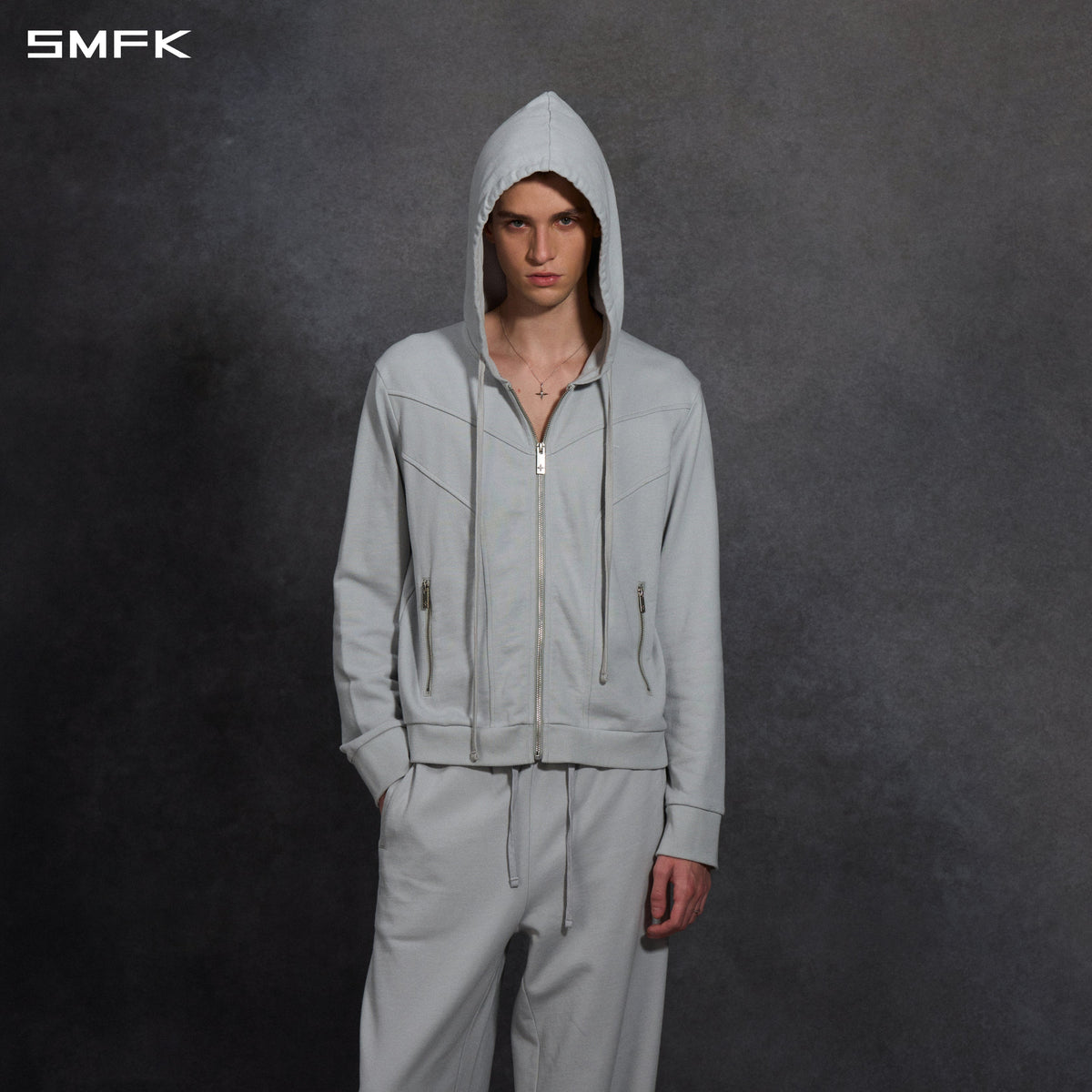 PERMANENT MODE LOOSE SPORTS HOODIE/COTTON/U GLACIER GREY