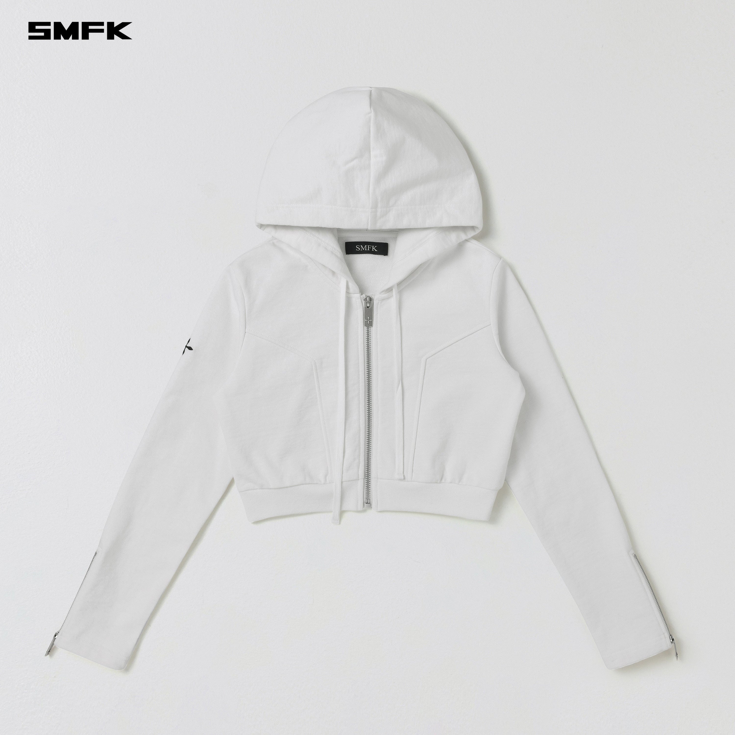 PERMANENT SLIM SHORT HOODIE/COTTON WOOL CLOUD WHITE