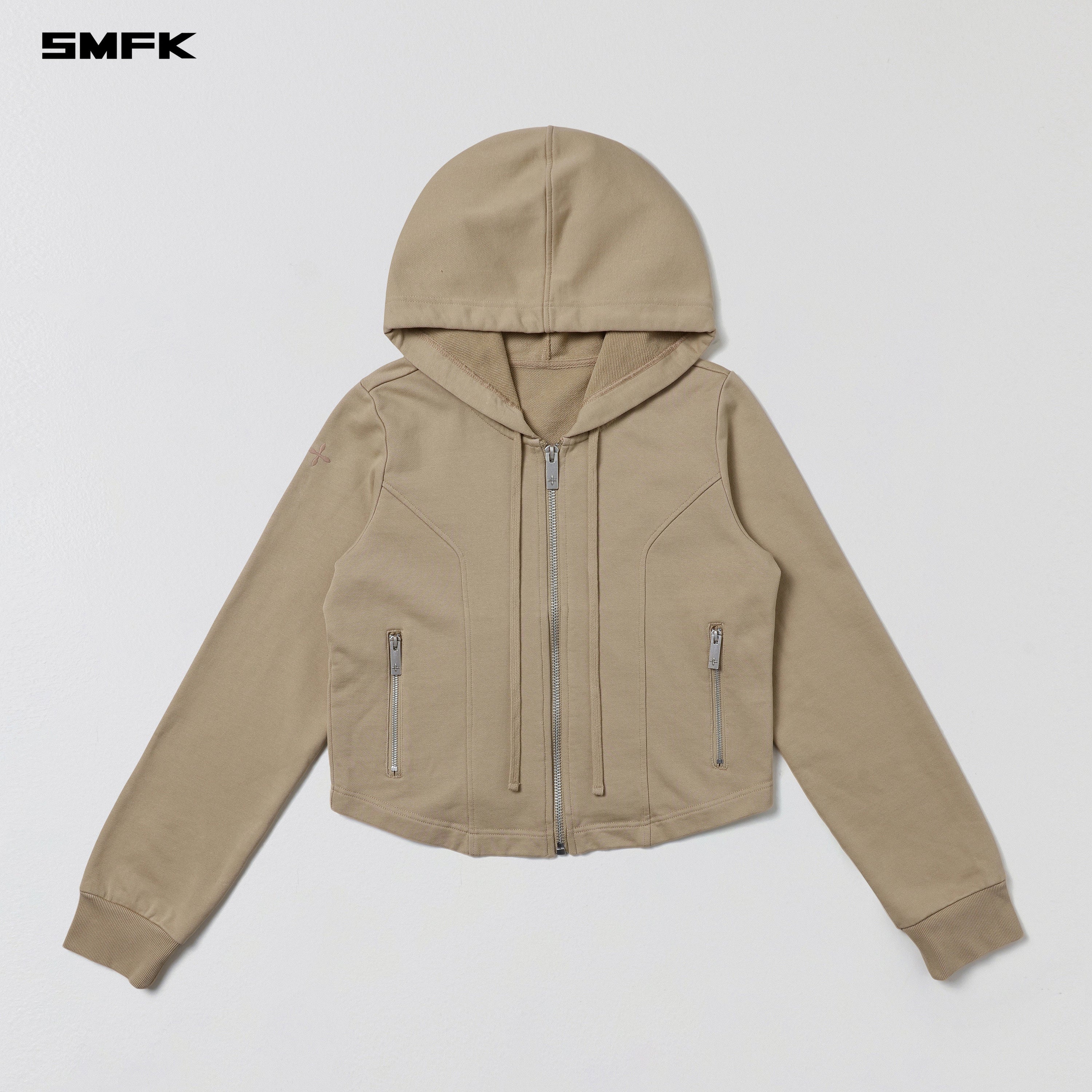 PERMANENT SLIM ZIP HOODIE/COTTON WOOL SILK FRESH SKIN