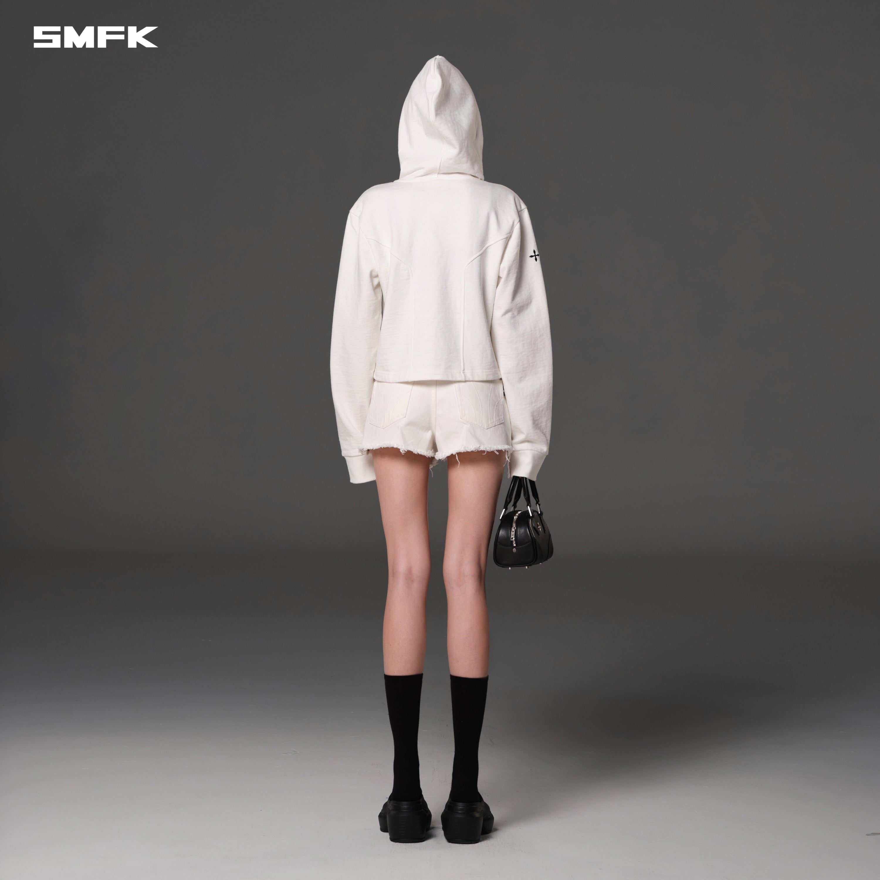 PERMANENT SLIM ZIP HOODIE/COTTON WOOL SILK CLOUD WHITE