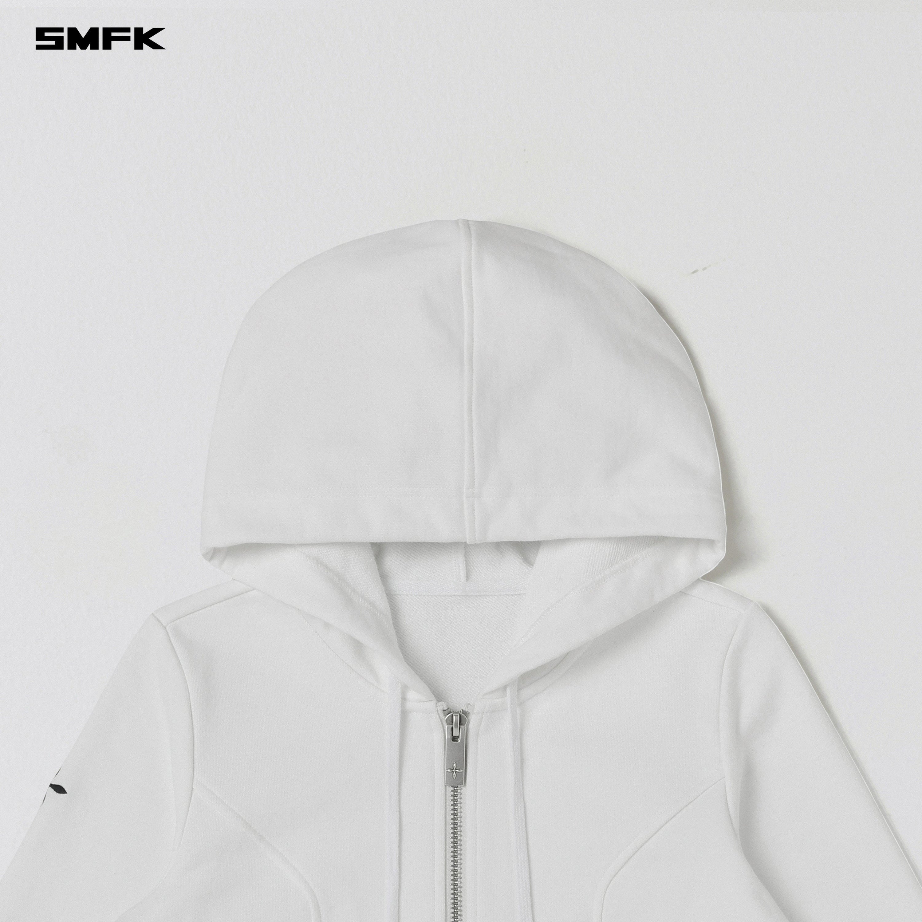 PERMANENT SLIM ZIP HOODIE/COTTON WOOL SILK CLOUD WHITE