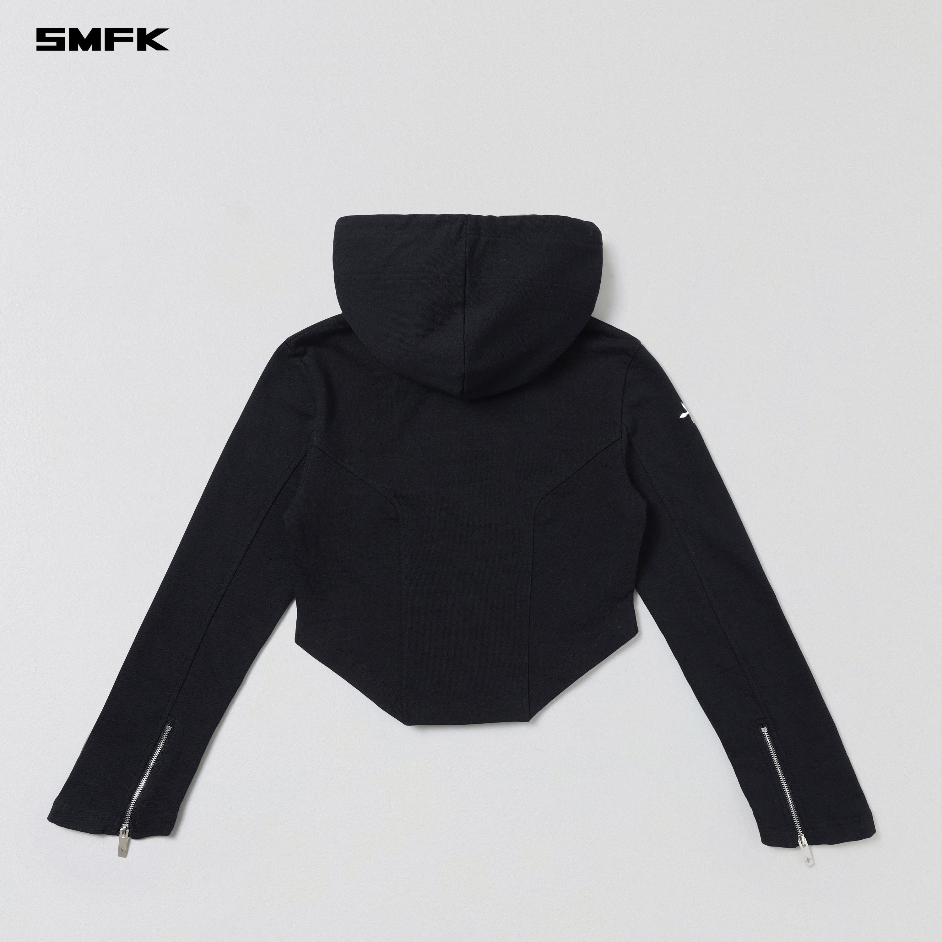 PERMANENT PRISM SLIM HOODIE/COTTON WOOL SILK WILD BLACK