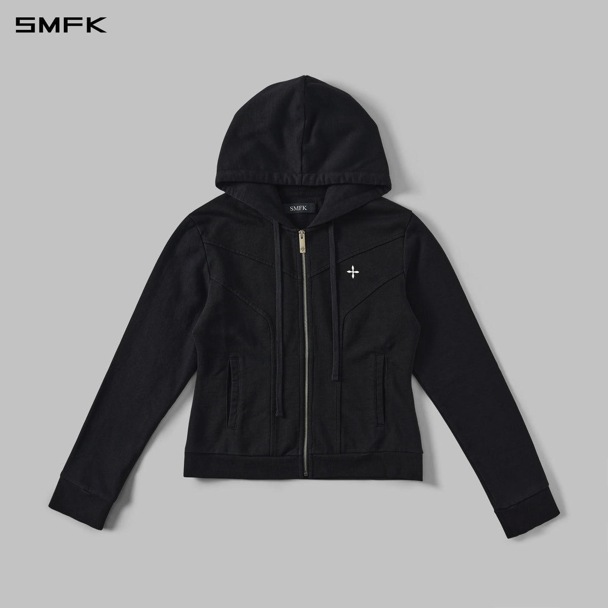 PERMANENT MODE SLIM SPORTS HOODIE/COTTON  WILD BLACK