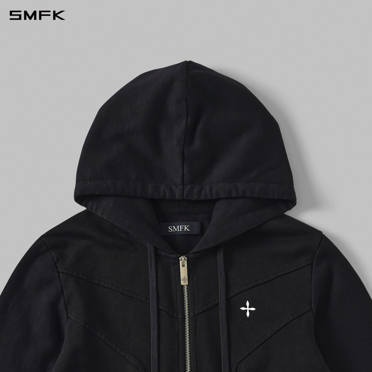 PERMANENT MODE SLIM SPORTS HOODIE/COTTON  WILD BLACK