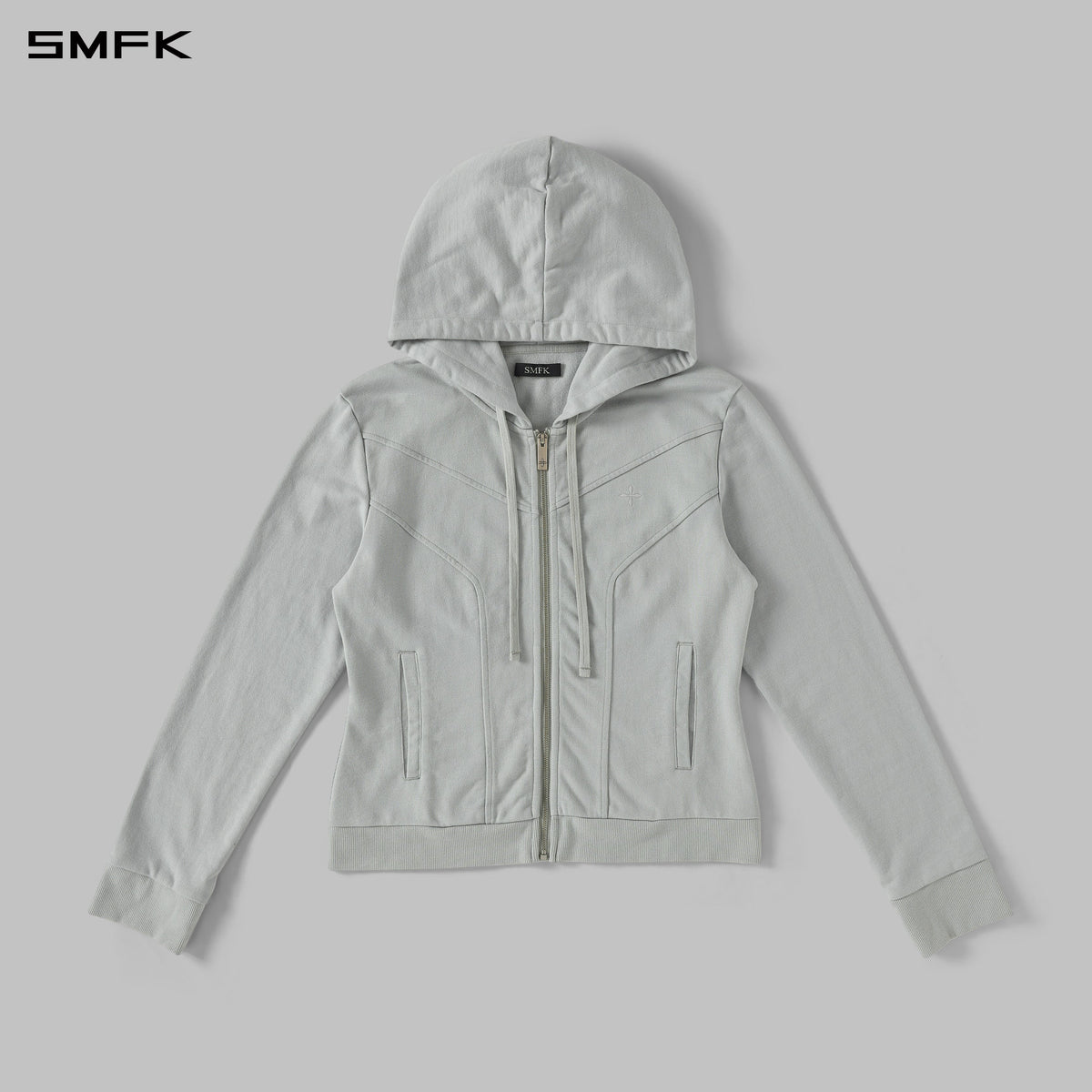 PERMANENT MODE SLIM SPORTS HOODIE/COTTON GLACIER GREY