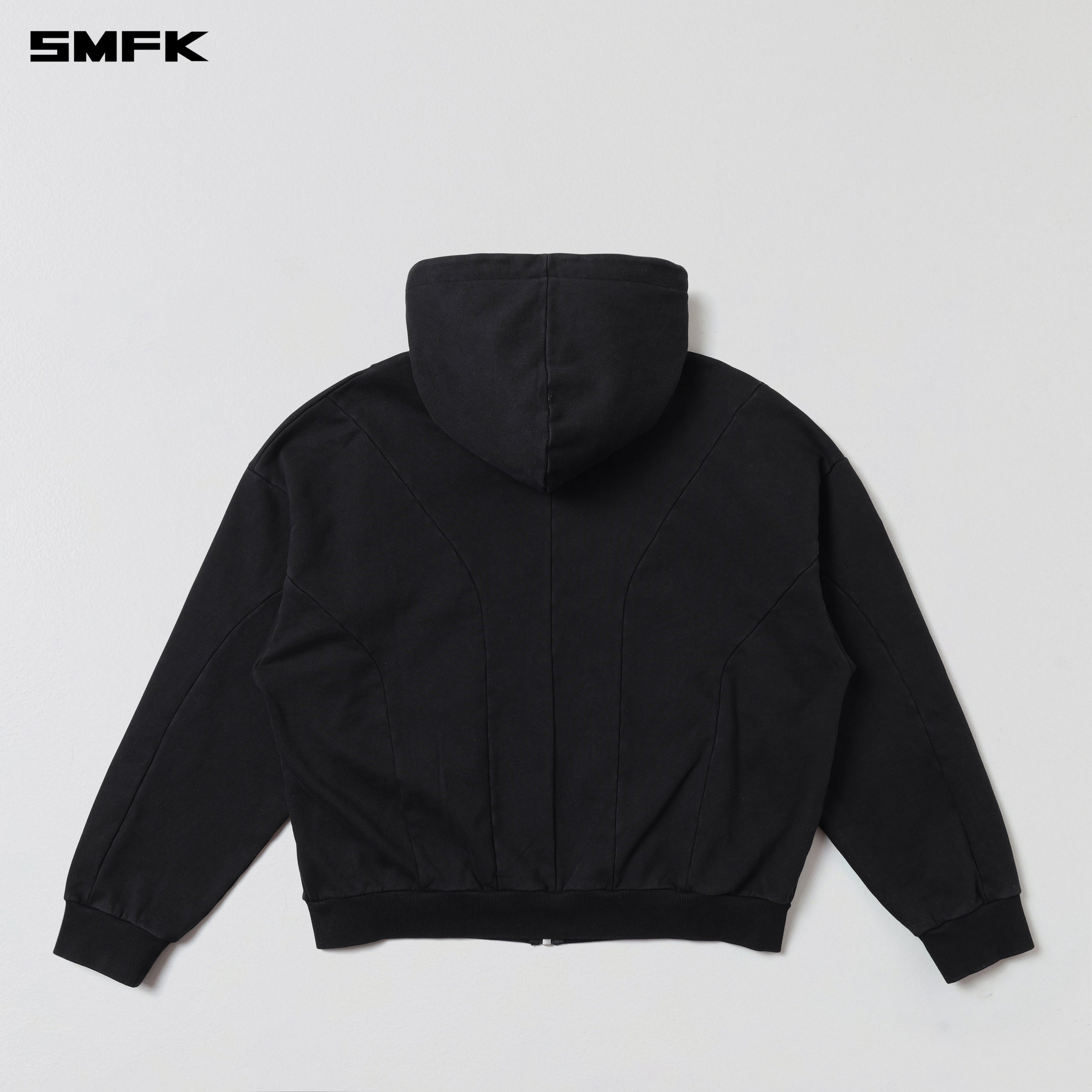 VINTAGE MUSE LOOSE ZIPPER SPORTS HOODIE/COTTON VANISH BLACK