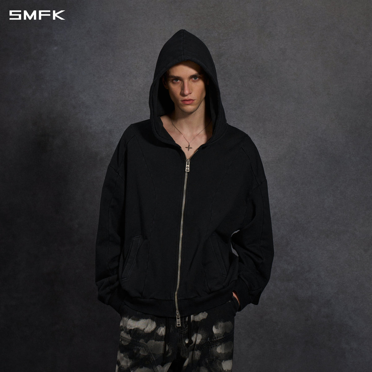 MYTH AEOLUS EVOLVE MASSIVE HOOD JACKET /COLD DYE/U COLD DYE BLACK