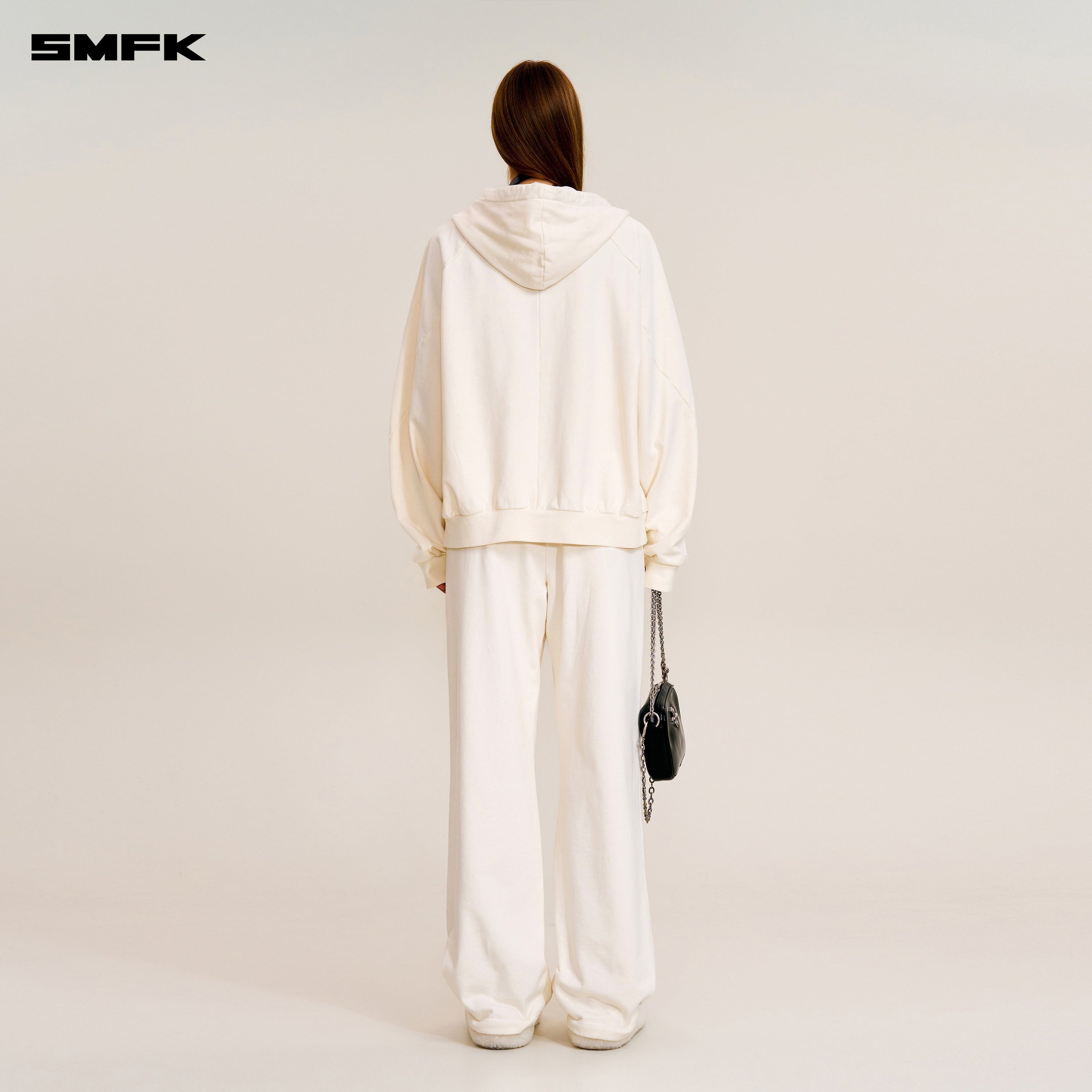 VINTAGE-SAVAGE LOOSE SPORTS ZIP HOODIE/FADE DYE SNOW MOUNTAIN WHITE