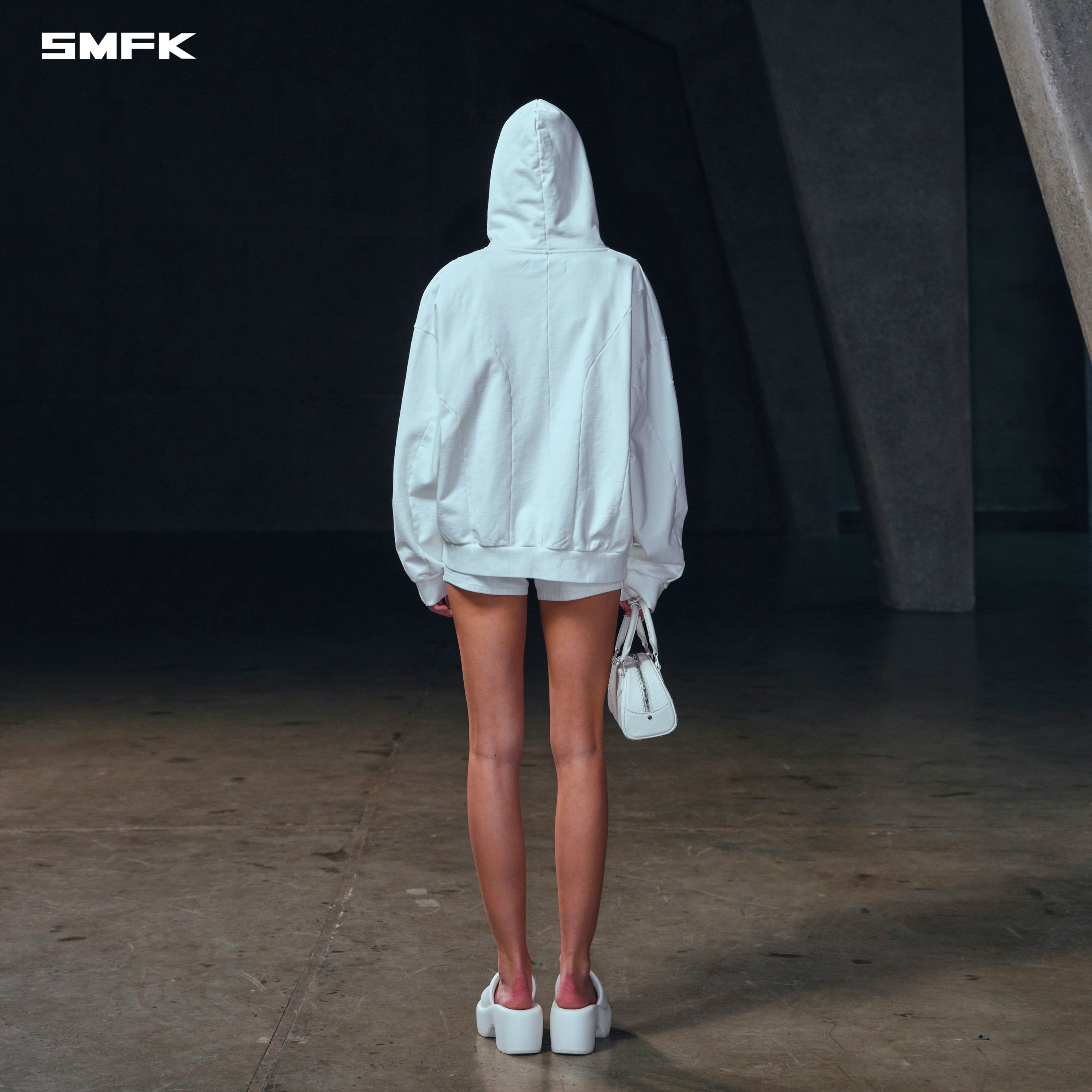 VINTAGE MUSE LOOSE ZIPPER SPORTS HOODIE/COTTON CLOUD WHITE