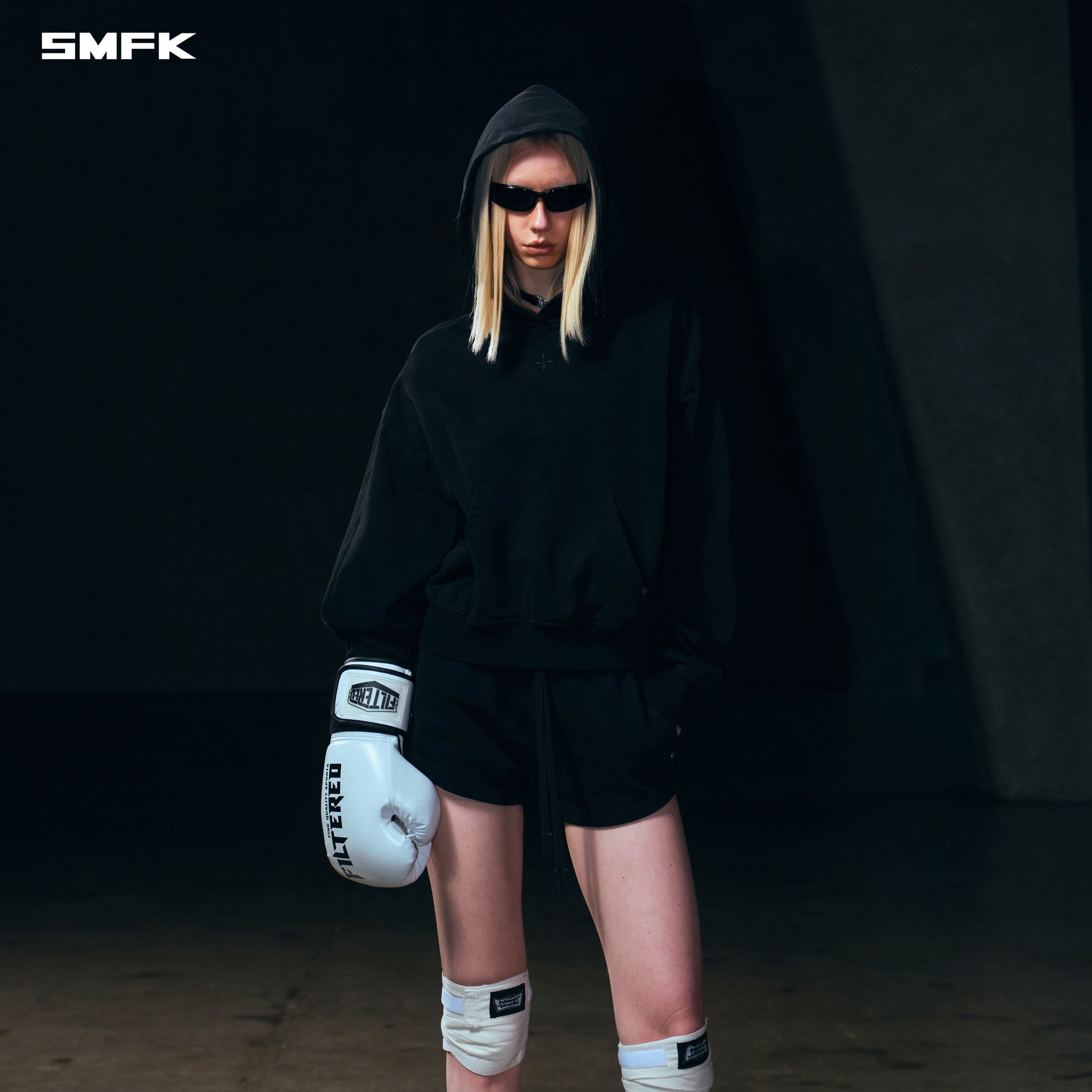 VINTAGE MUSE SPORTS SHORT HOODIE/COTTON WILD BLACK