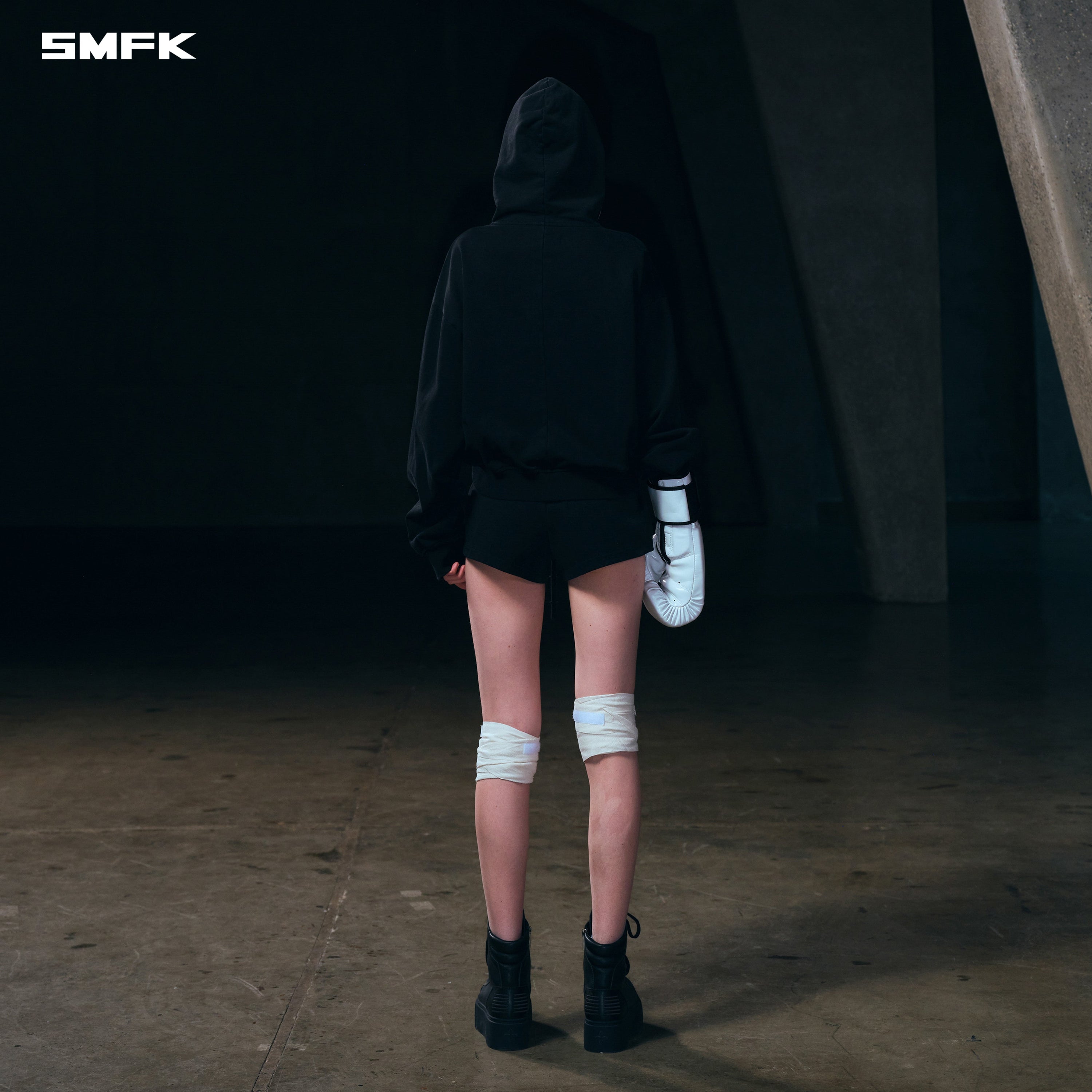 VINTAGE MUSE SPORTS SHORT HOODIE/COTTON WILD BLACK
