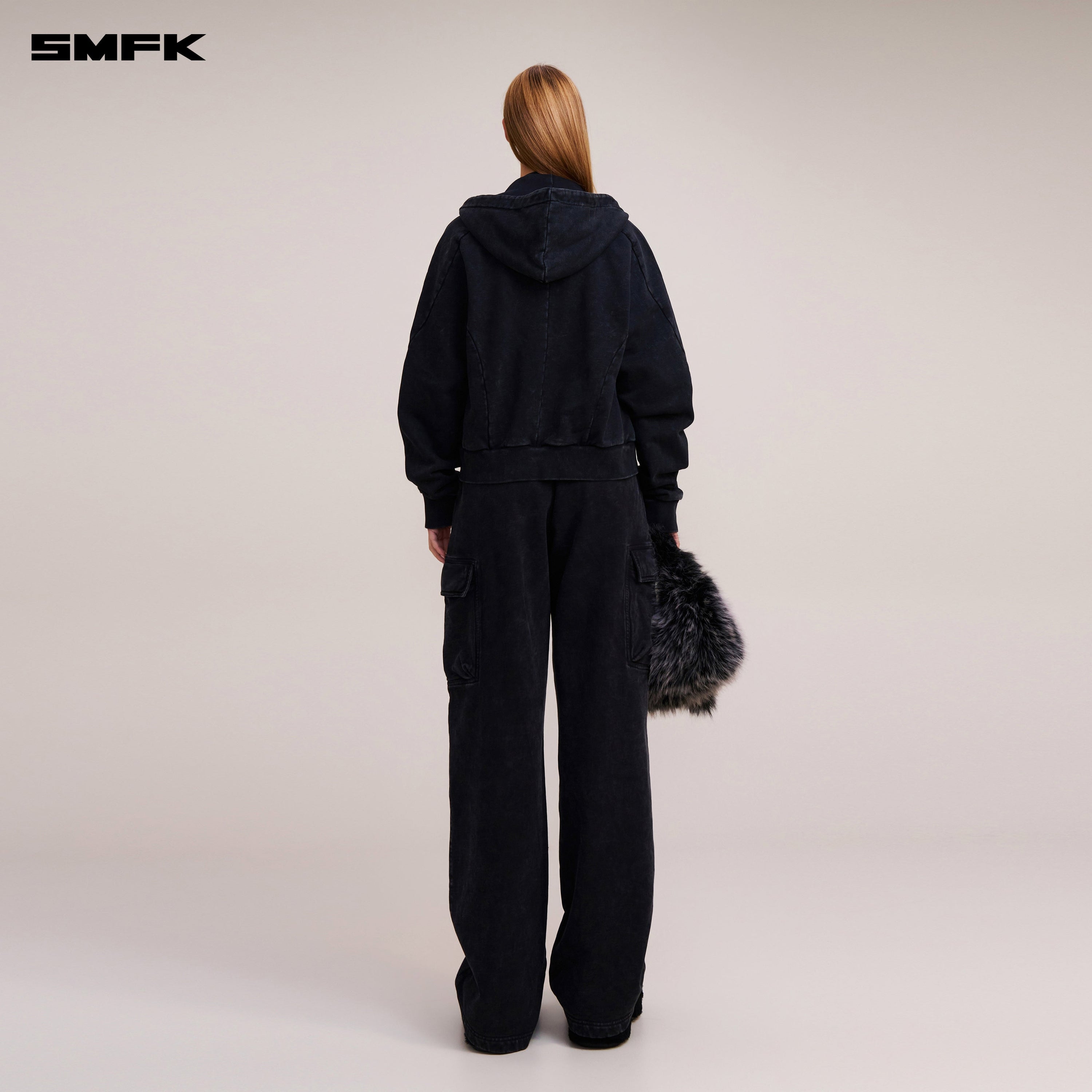 VINTAGE-SAVAGE SPORTS HOODIE/FADE DYE VANISH BLACK