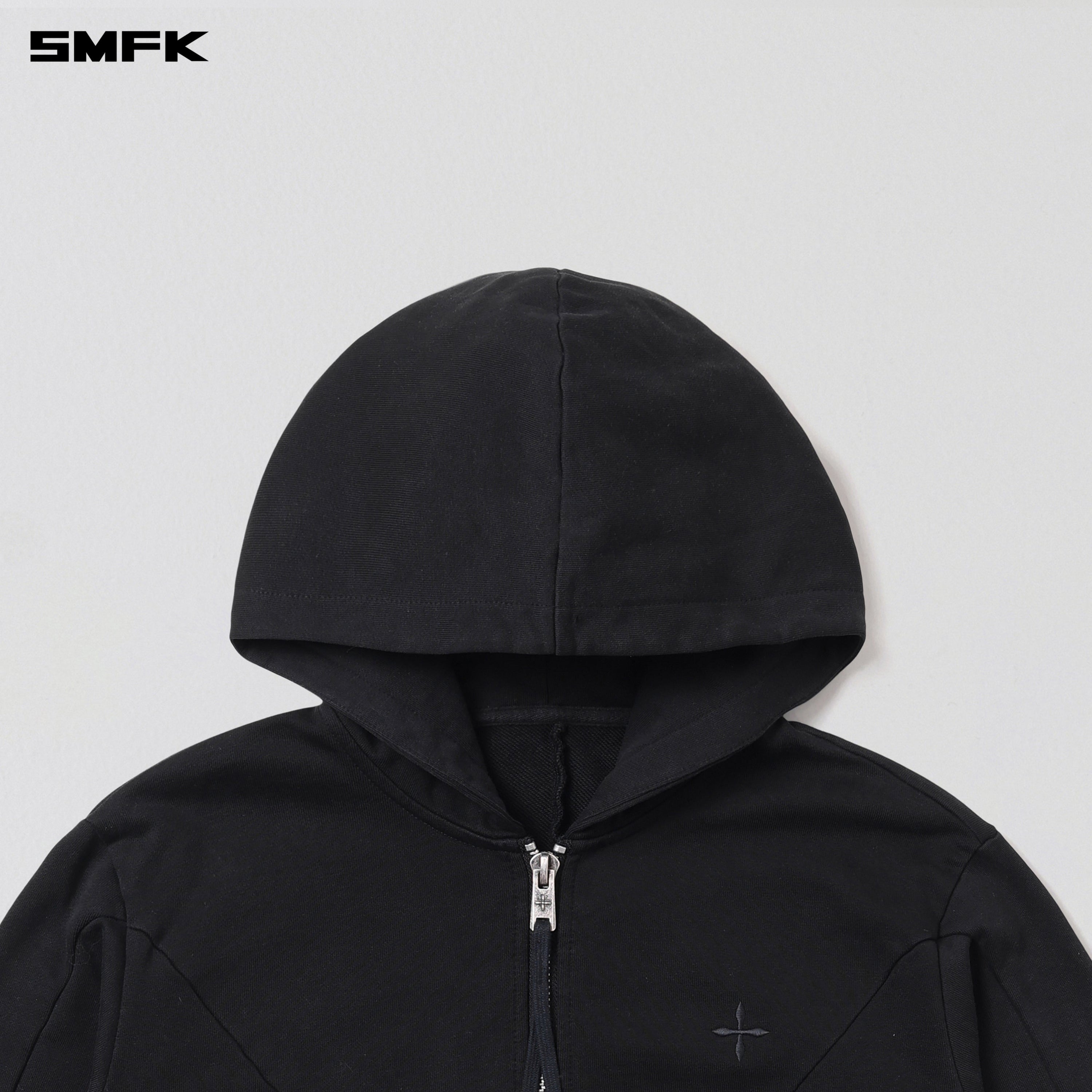 VINTAGE MUSE ZIPPER SPORTS HOODIE/COTTON VANISH BLACK