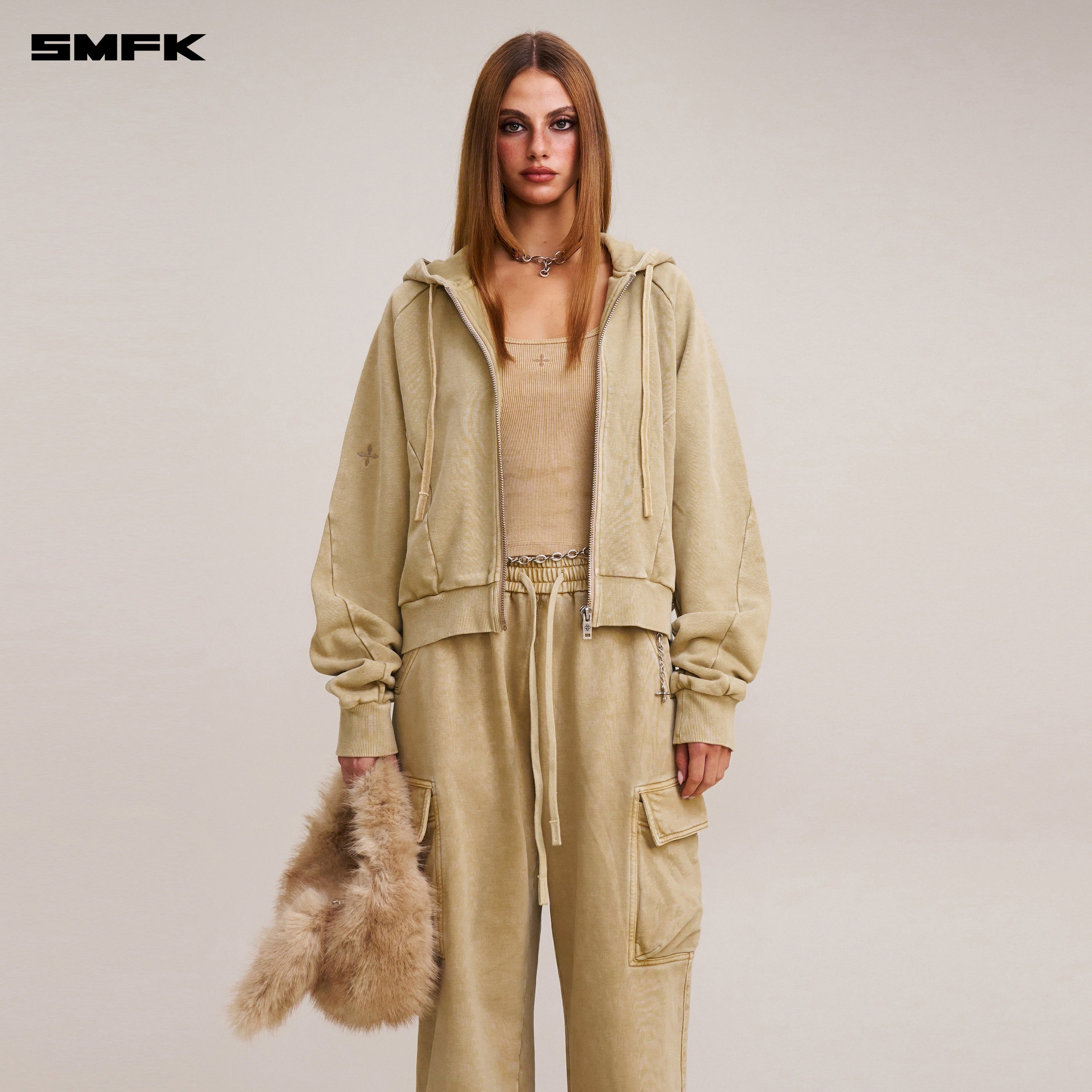 VINTAGE-SAVAGE SPORTS HOODIE/FADE DYE VANISH SAND