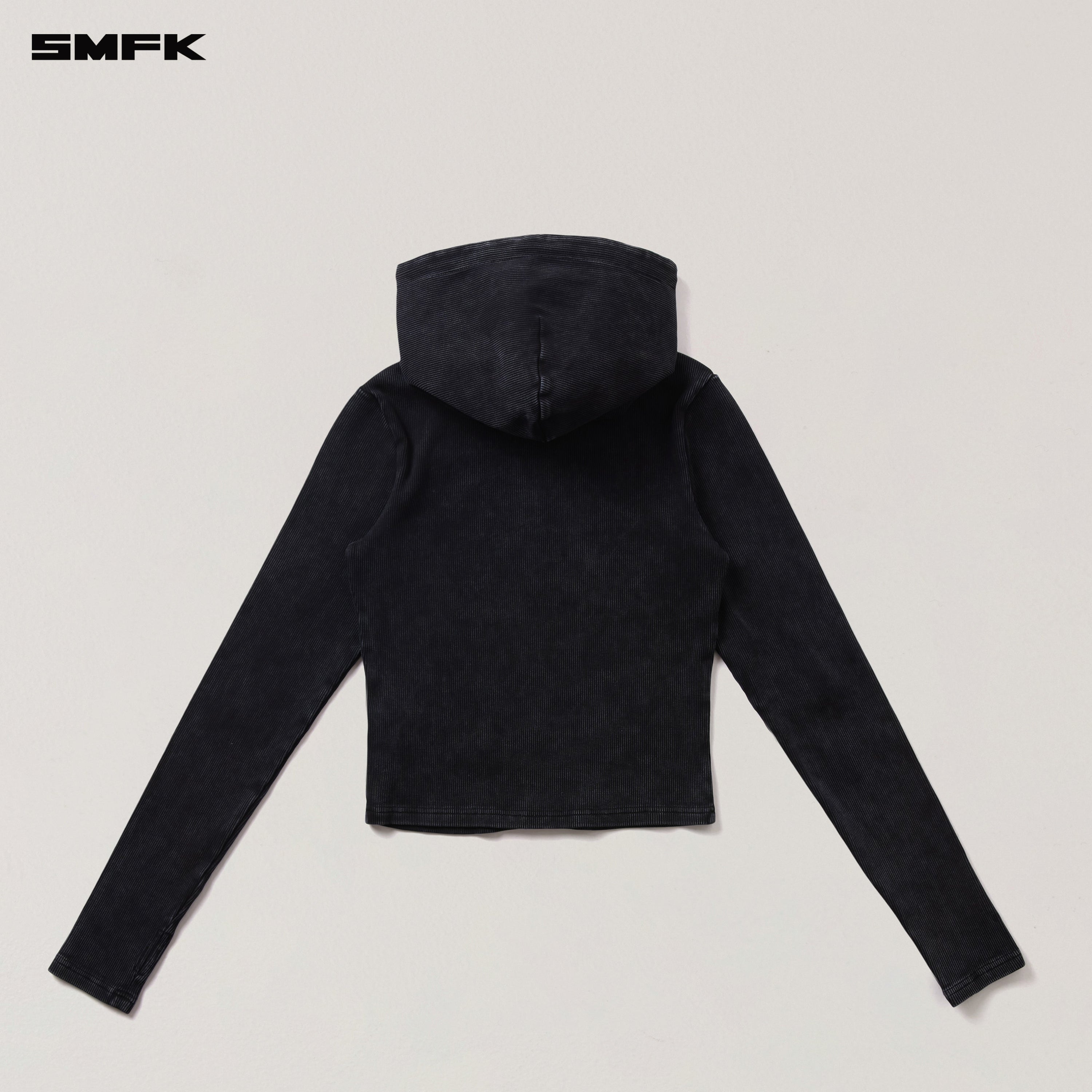 VINTAGE-SAVAGE SLIM SPORTS ZIP HOODIE/FADE DYE VANISH BLACK