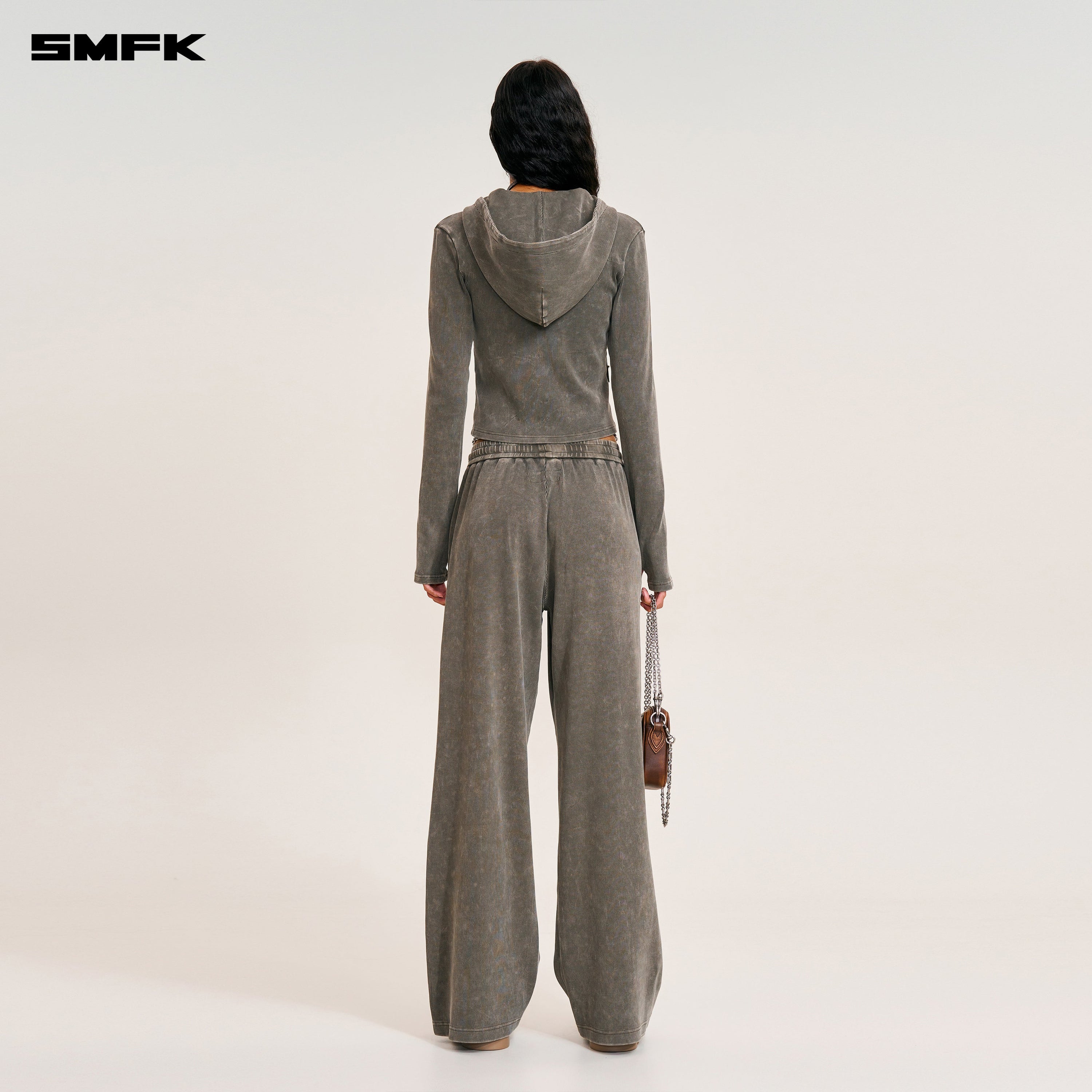 VINTAGE-SAVAGE SLIM SPORTS ZIP HOODIE/FADE DYE VANISH BROWN