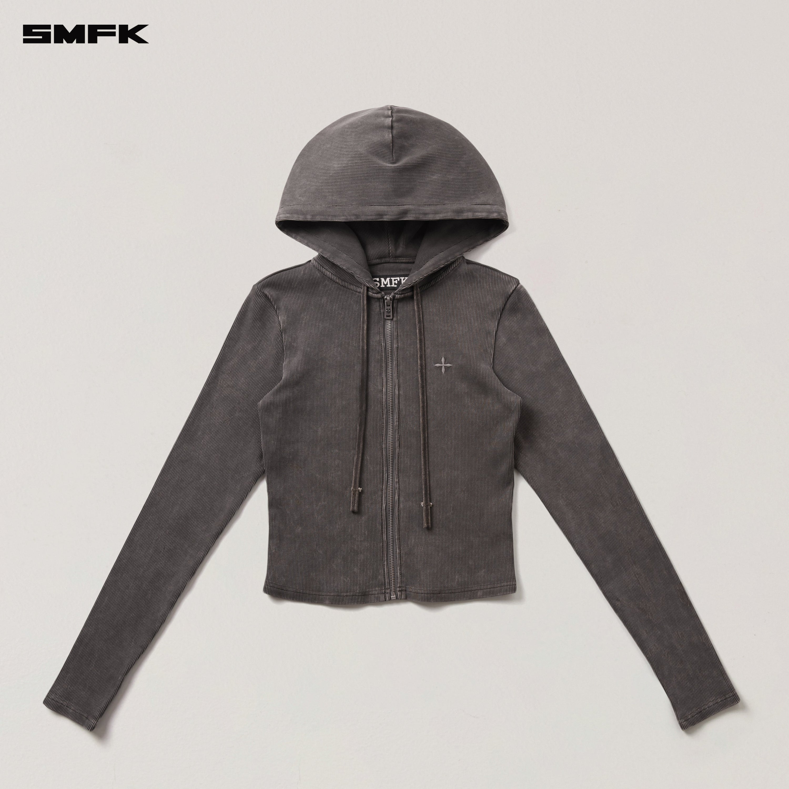 VINTAGE-SAVAGE SLIM SPORTS ZIP HOODIE/FADE DYE VANISH BROWN