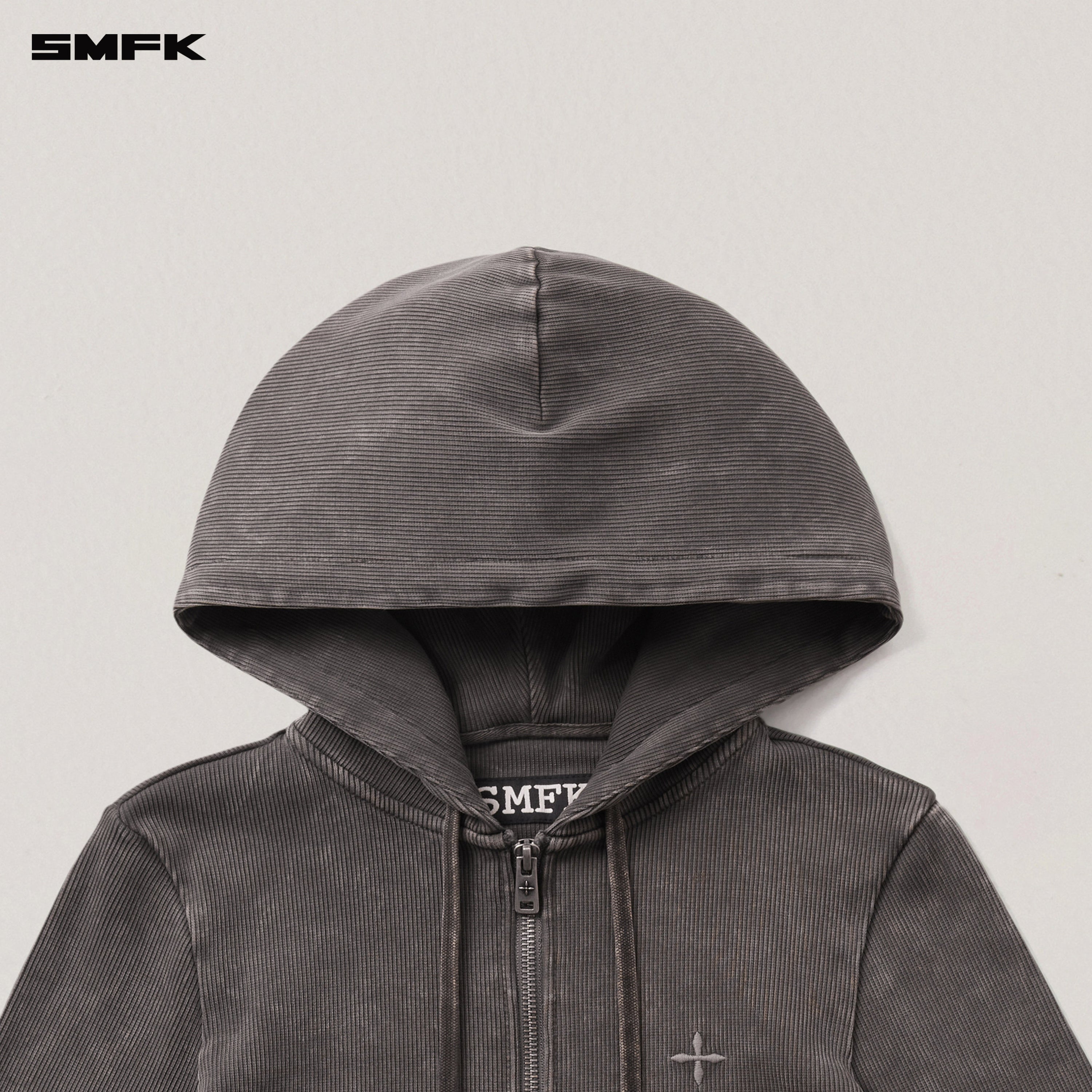 VINTAGE-SAVAGE SLIM SPORTS ZIP HOODIE/FADE DYE VANISH BROWN