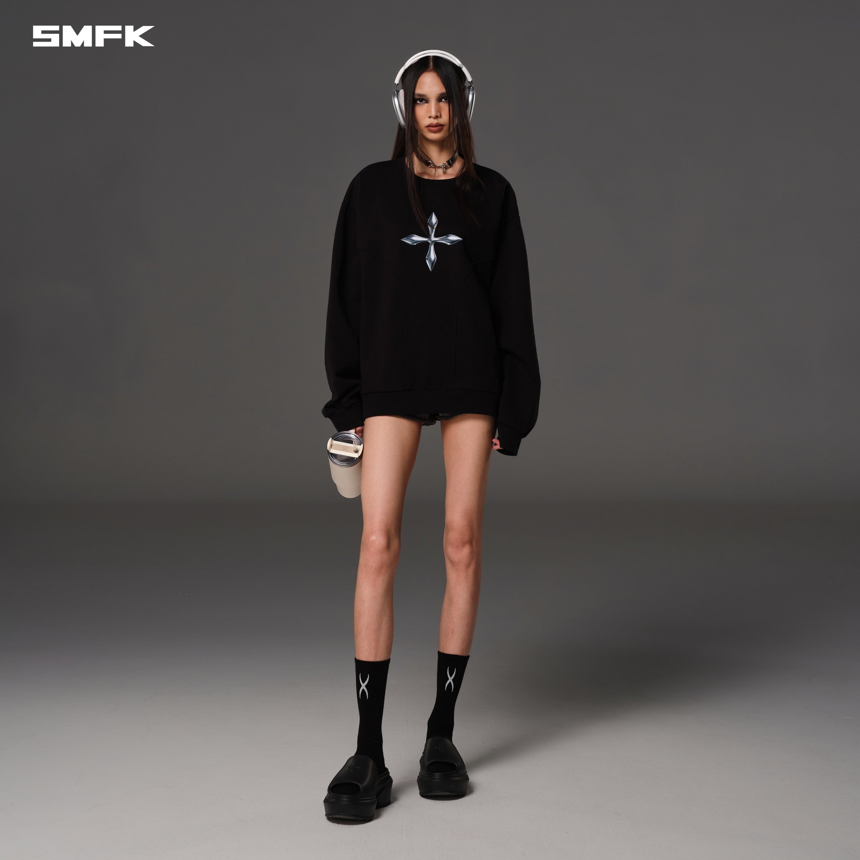 FUTURE REFLECTION MASSIVE PULLOVER/COTTON WOOL WILD BLACK