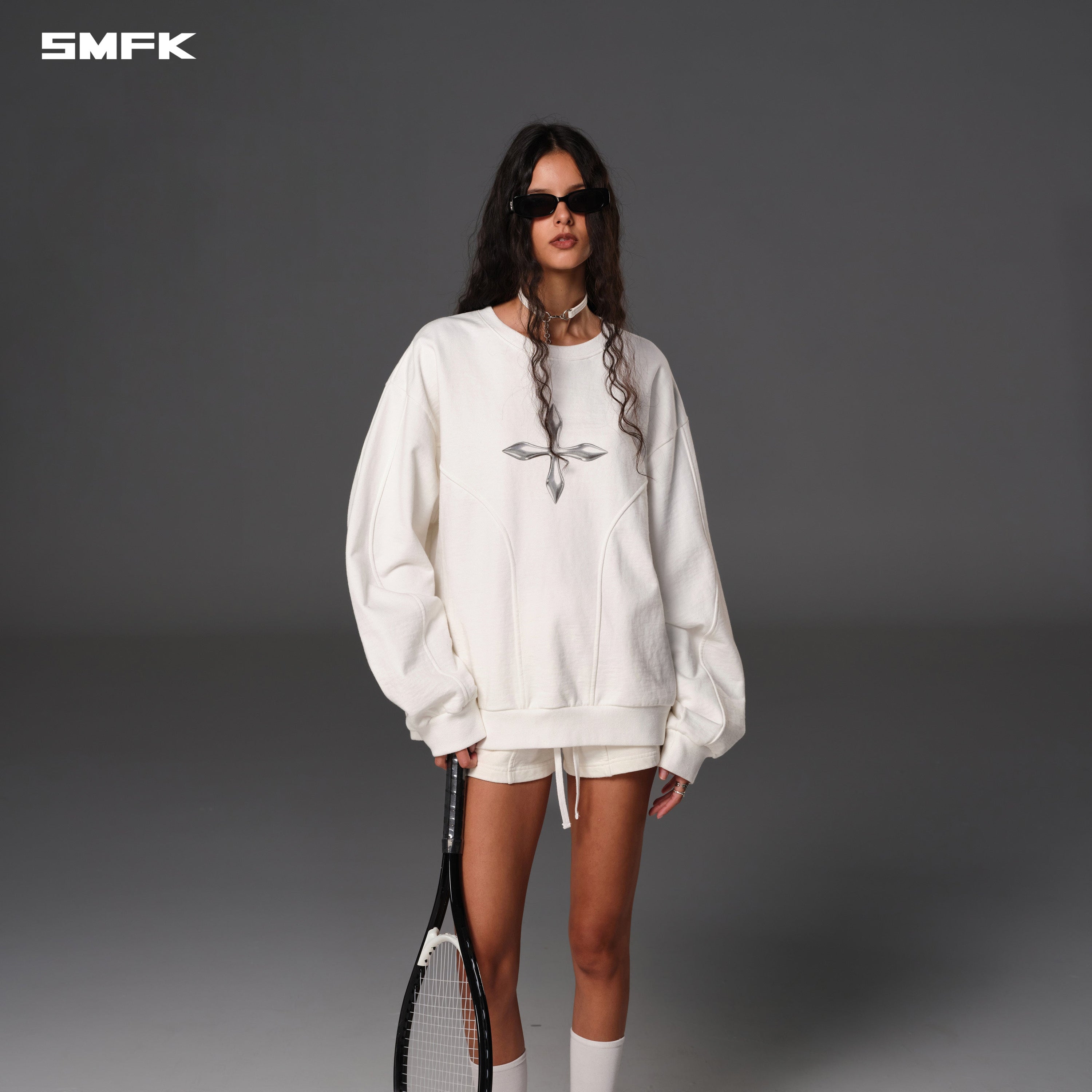 FUTURE REFLECTION MASSIVE PULLOVER/COTTON WOOL CLOUD WHITE