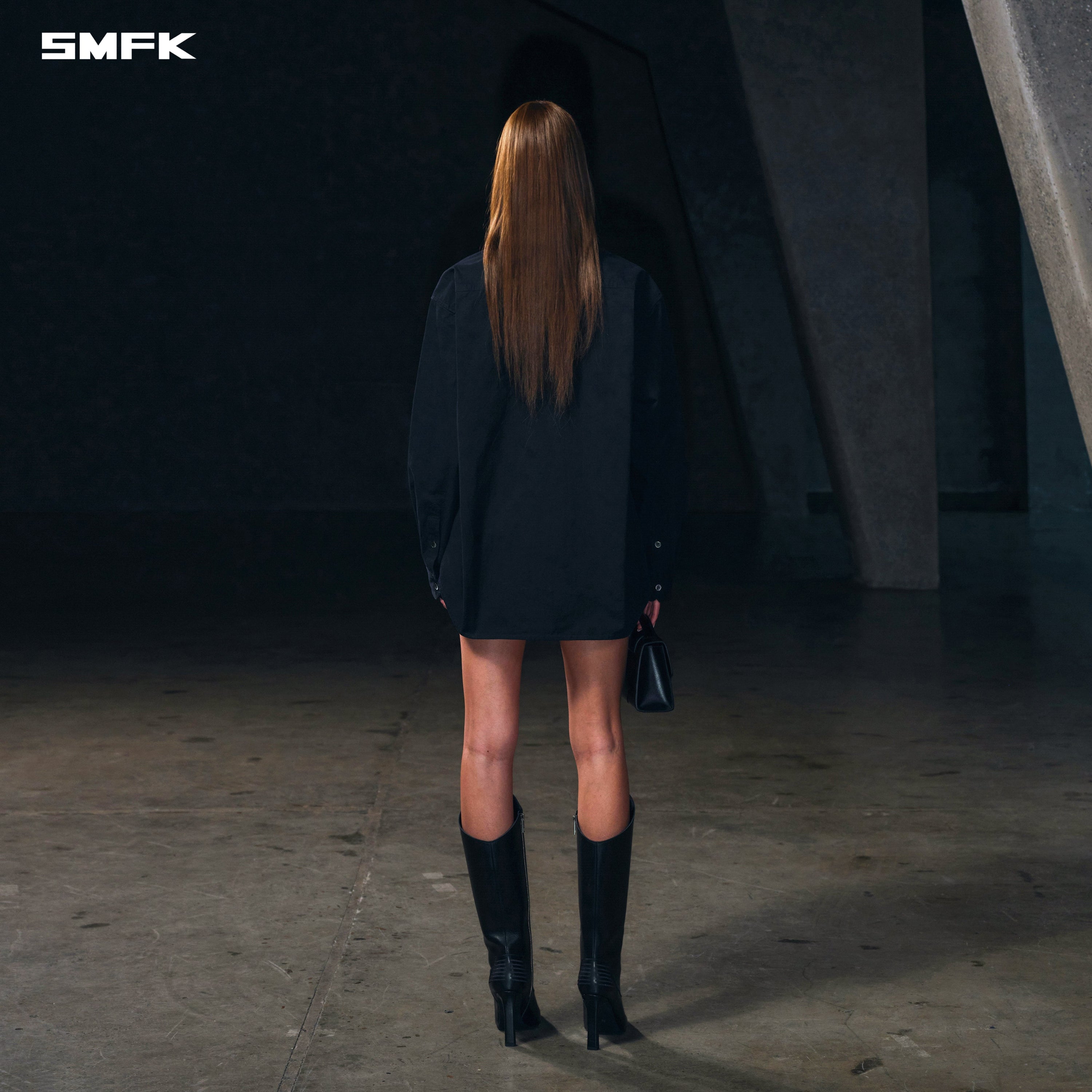 COMPASS BADGE CARGO SHIRT/COTTON WILD BLACK