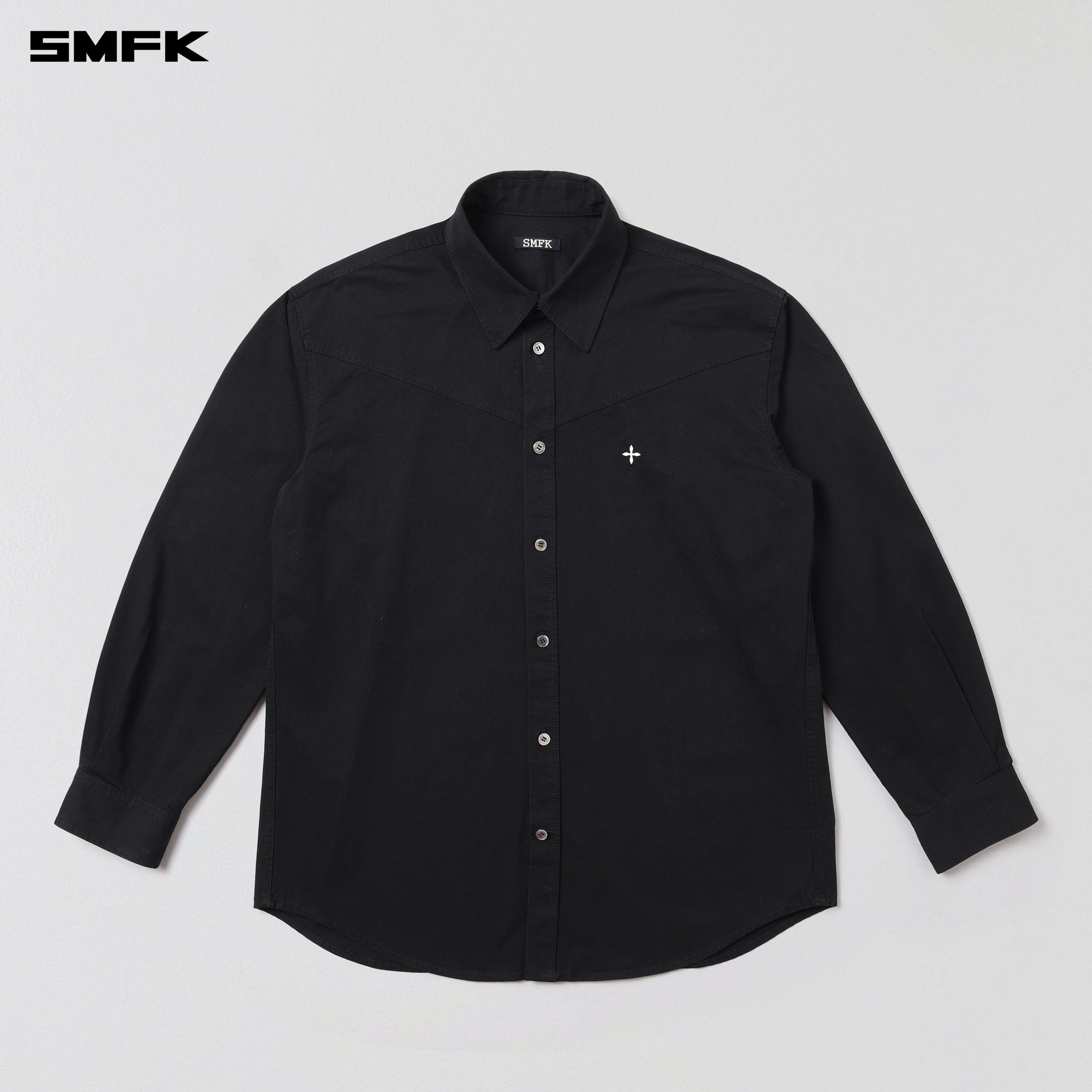 COMPASS BADGE CARGO SHIRT/COTTON WILD BLACK