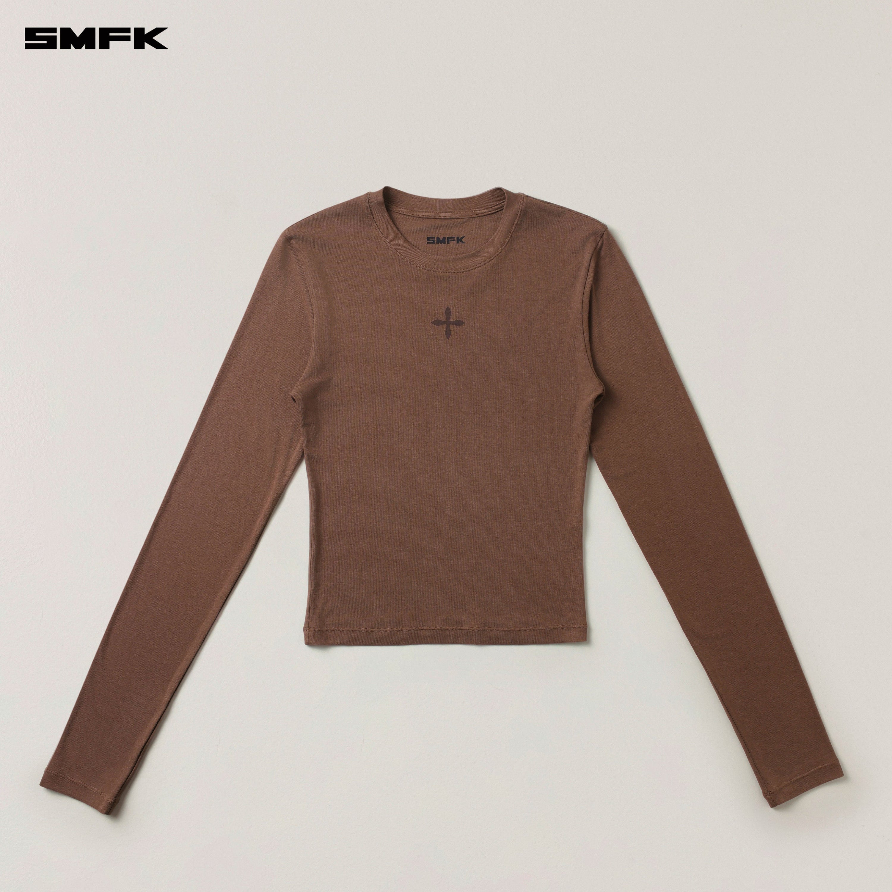COMPASS ORIGINAL BADGE Slim-fit SPORTS PULLOVER WILD HORSE BROWN