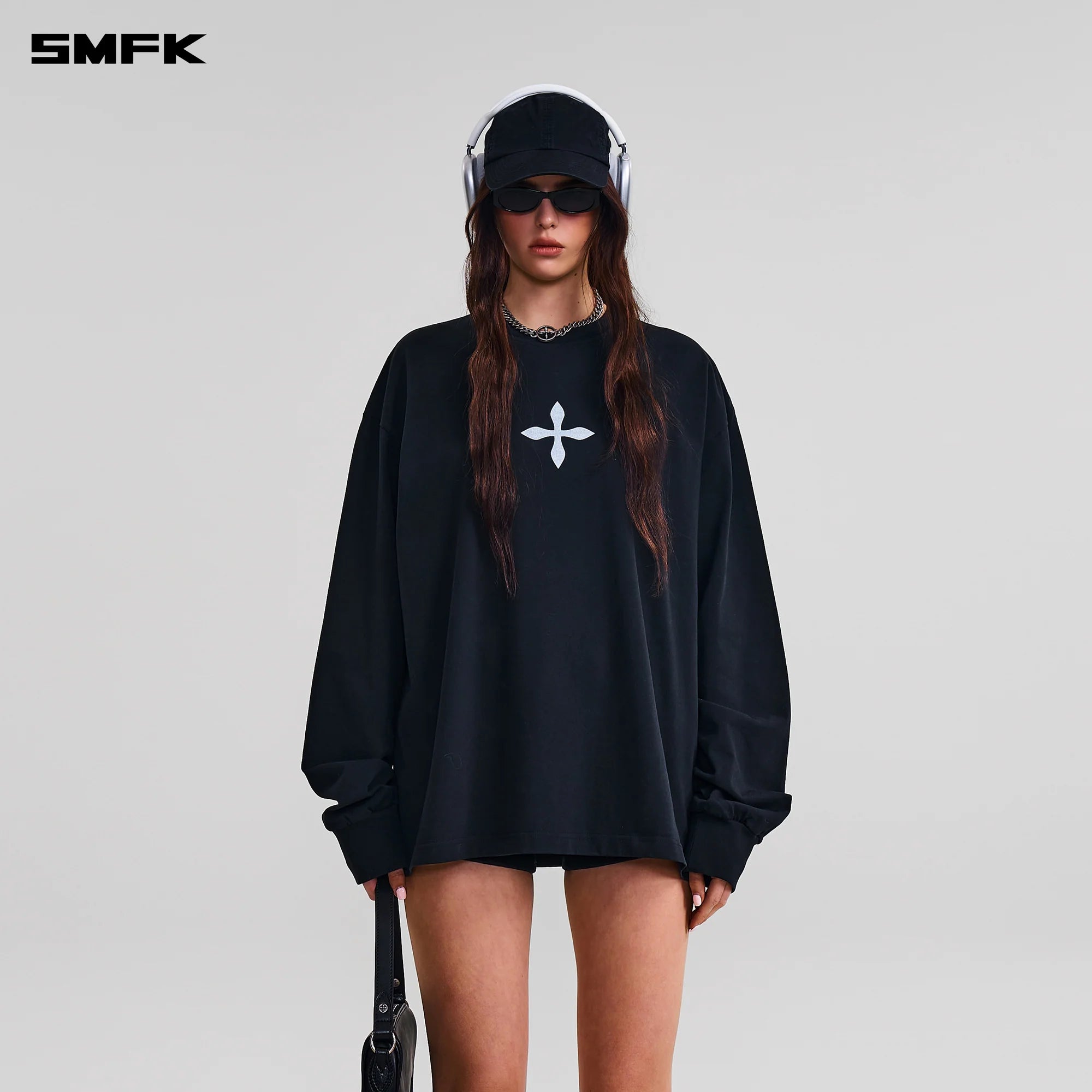 COMPASS MODE MASSIVE PULOVER-MAGNOLIA/COTTON WILD BLACK