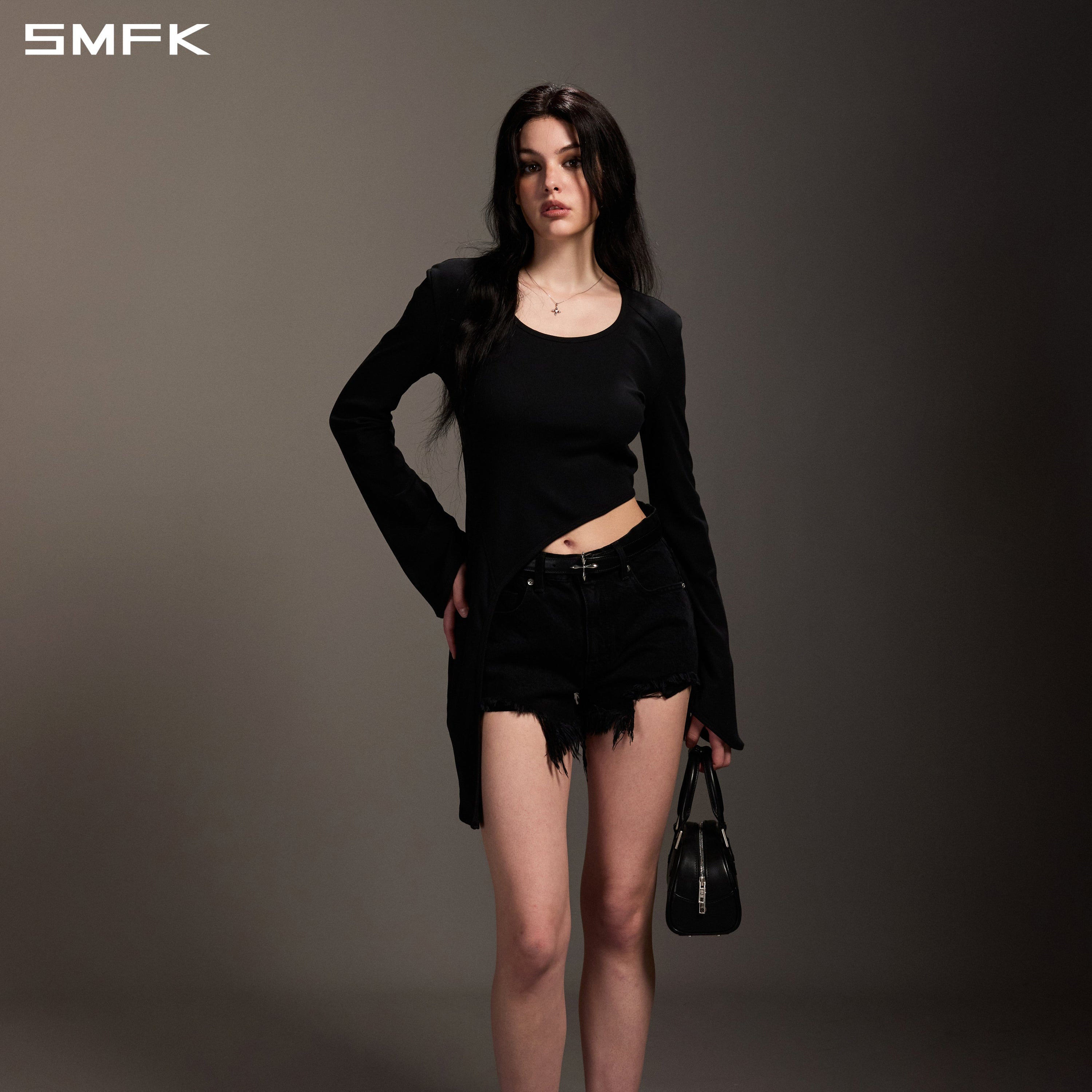 MYTH AEOLUS SLIM PULLOVER/COTTON+FIBER+ACRYLIC+SILK WILD BLACK