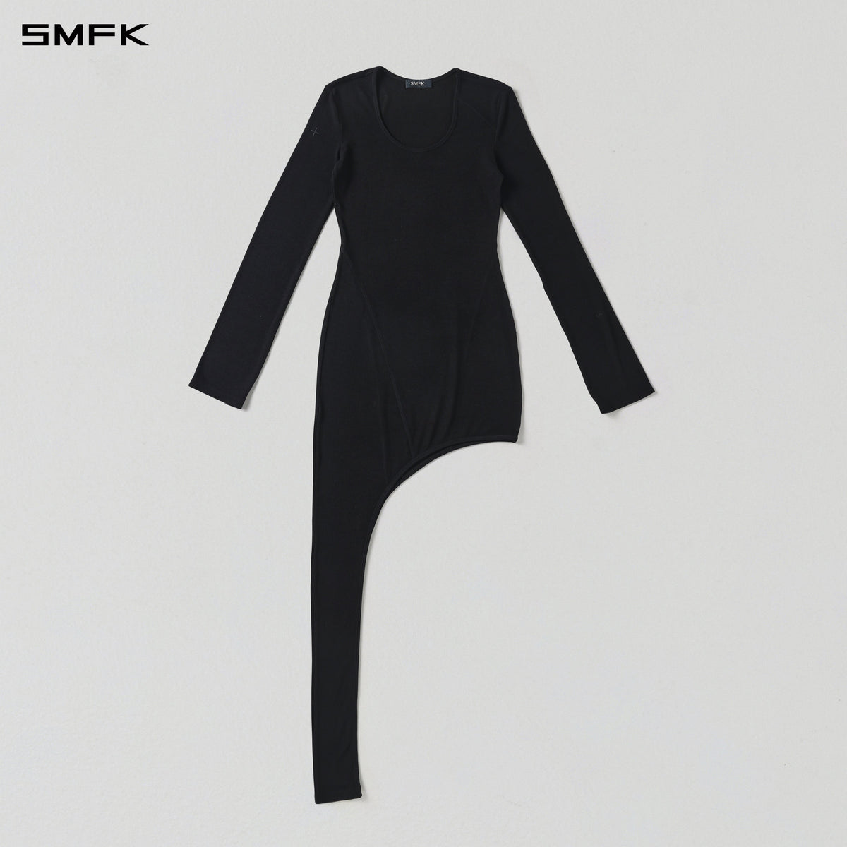 MYTH AEOLUS ASYMMETRY EVENING DRESS/ACETATE+VISCOSE+ACRYLIC+WOOL+SPANDEX MIDNIGHT BLACK