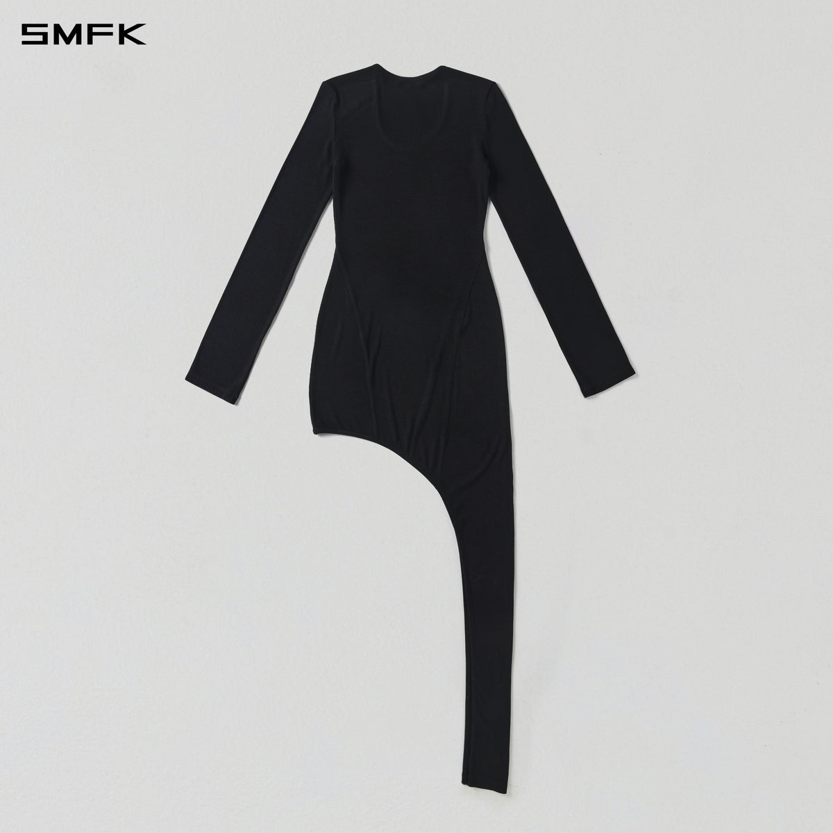 MYTH AEOLUS ASYMMETRY EVENING DRESS/ACETATE+VISCOSE+ACRYLIC+WOOL+SPANDEX MIDNIGHT BLACK